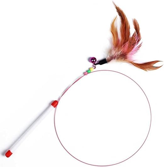عصا بريشة للقطط - لعبة صنارة صيد القطط - معدات التدريب والتمرين - عصا سلكية لمطاردة القطط - مع خرز جرس، مناسبة لهدايا القطط ومحبي القطط (سمكة صغيرة)