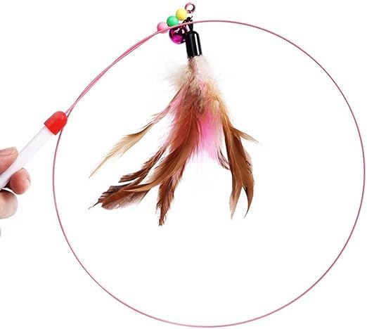 عصا بريشة للقطط - لعبة صنارة صيد القطط - معدات التدريب والتمرين - عصا سلكية لمطاردة القطط - مع خرز جرس، مناسبة لهدايا القطط ومحبي القطط (سمكة صغيرة)