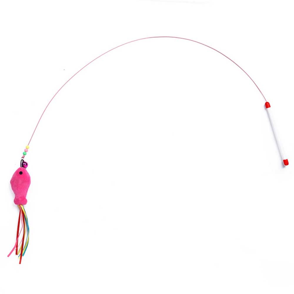 عصا ريشة بسلك تحفيزية تفاعلية لالعاب القطط بخرز وجرس ممتعة للعب مع القطط وتدريبها (نمط بي)