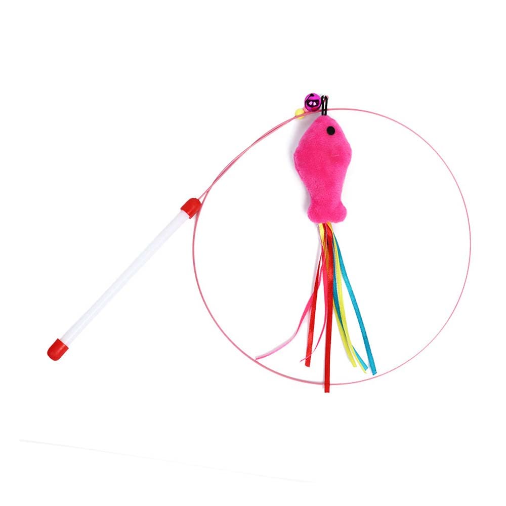 عصا ريشة بسلك تحفيزية تفاعلية لالعاب القطط بخرز وجرس ممتعة للعب مع القطط وتدريبها (نمط بي)