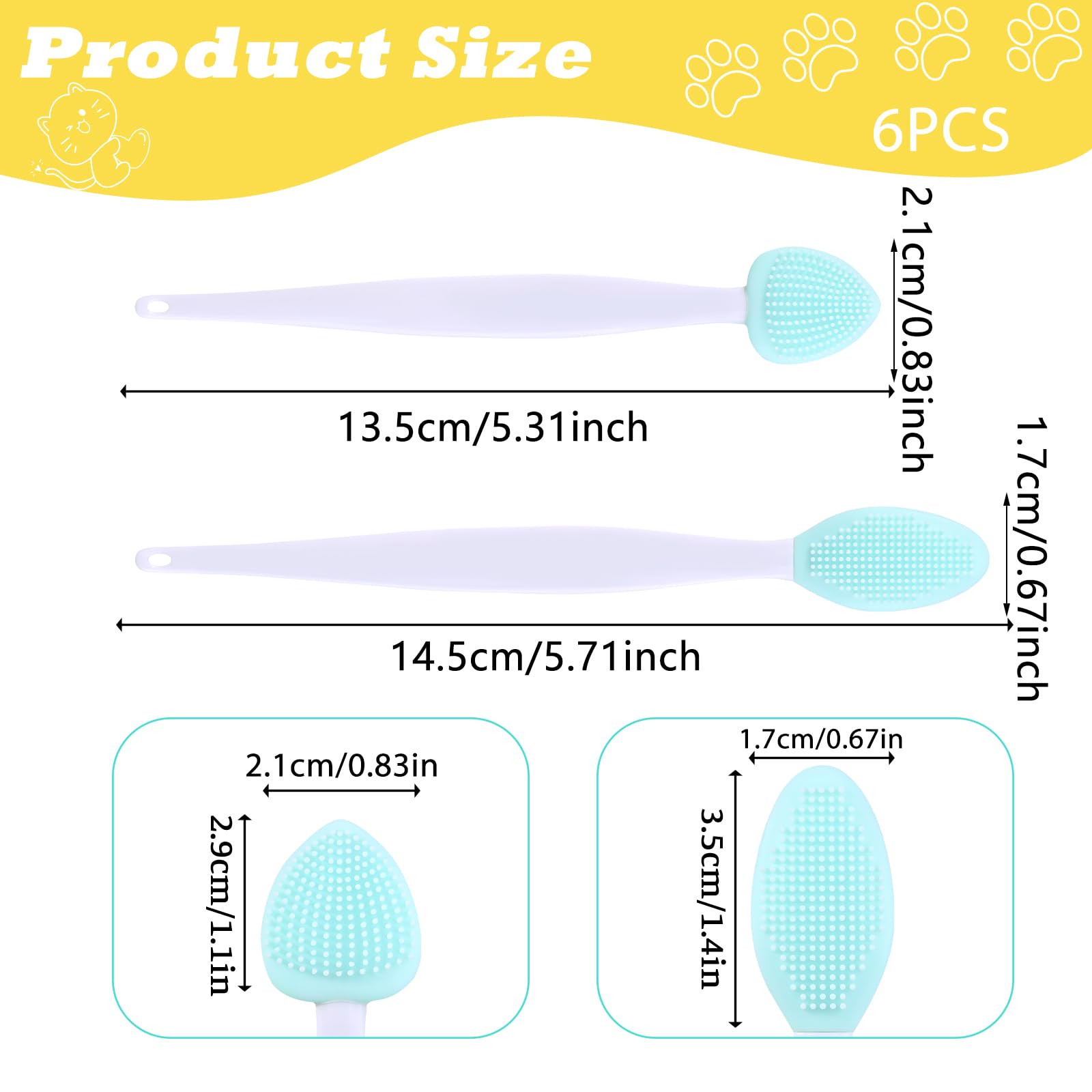 فرشاة تنظيف ذقن القطط، مجموعة فرش لعلاج حب الشباب والقطط، فرشاة تقشير بذور سوداء مزدوجة الجوانب لتنظيف الحيوانات الاليفة وحب الشباب (اصفر، زهري، اخضر نعناعي)
