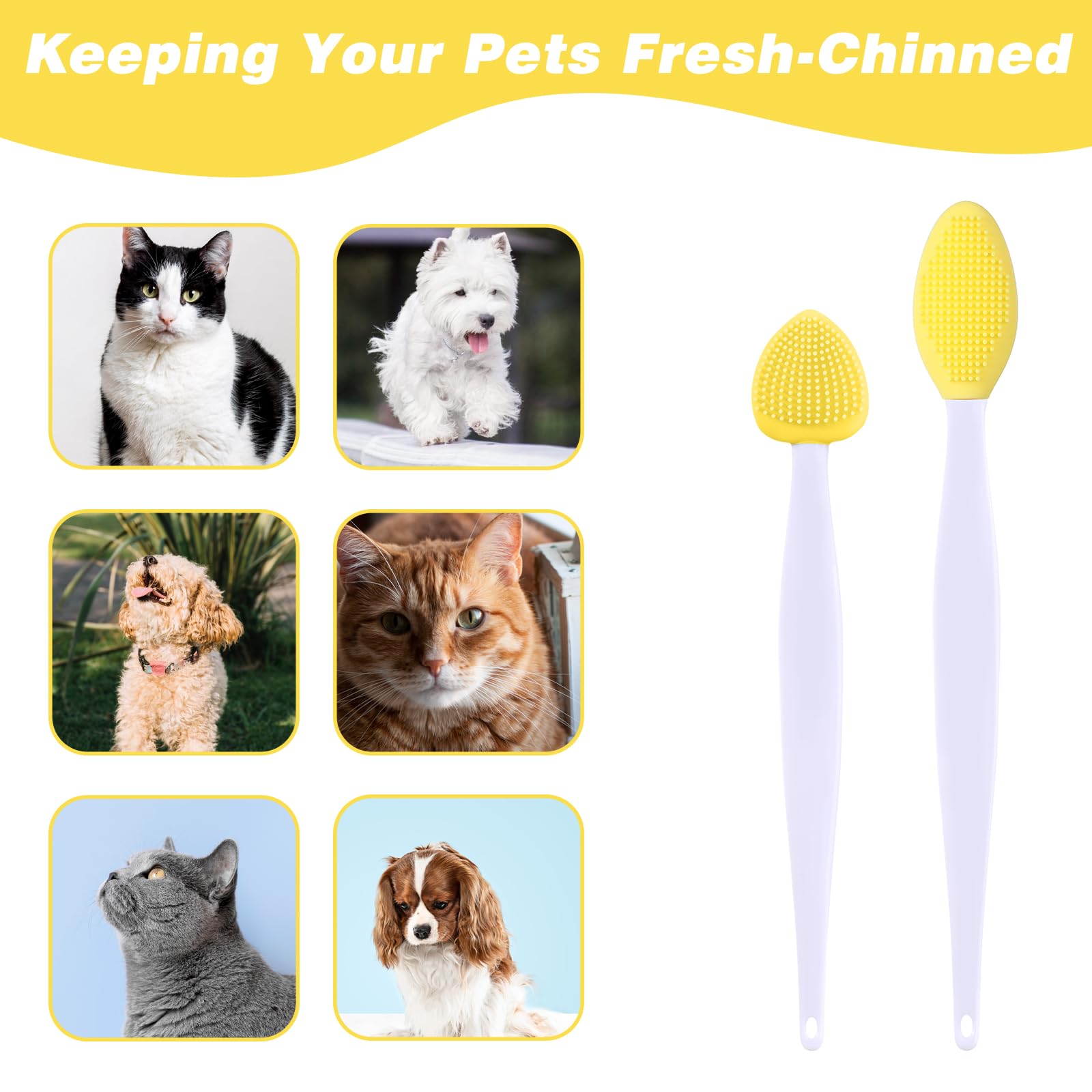 فرشاة تنظيف ذقن القطط، مجموعة فرش لعلاج حب الشباب والقطط، فرشاة تقشير بذور سوداء مزدوجة الجوانب لتنظيف الحيوانات الاليفة وحب الشباب (اصفر، زهري، اخضر نعناعي)
