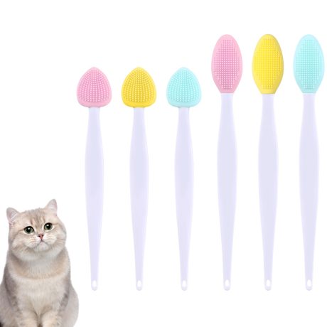 فرشاة تنظيف ذقن القطط، مجموعة فرش لعلاج حب الشباب والقطط، فرشاة تقشير بذور سوداء مزدوجة الجوانب لتنظيف الحيوانات الاليفة وحب الشباب (اصفر، زهري، اخضر نعناعي)