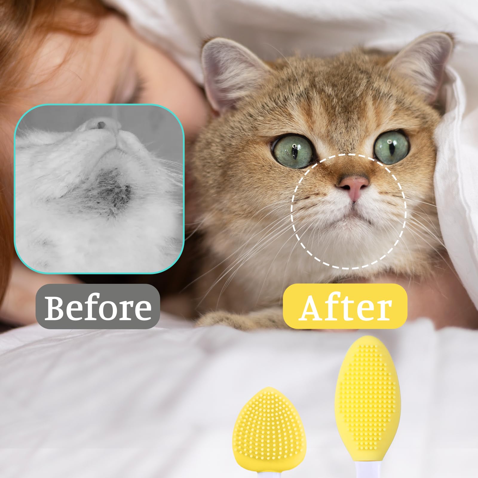 فرشاة تنظيف ذقن القطط، مجموعة فرش لعلاج حب الشباب والقطط، فرشاة تقشير بذور سوداء مزدوجة الجوانب لتنظيف الحيوانات الاليفة وحب الشباب (اصفر، زهري، اخضر نعناعي)