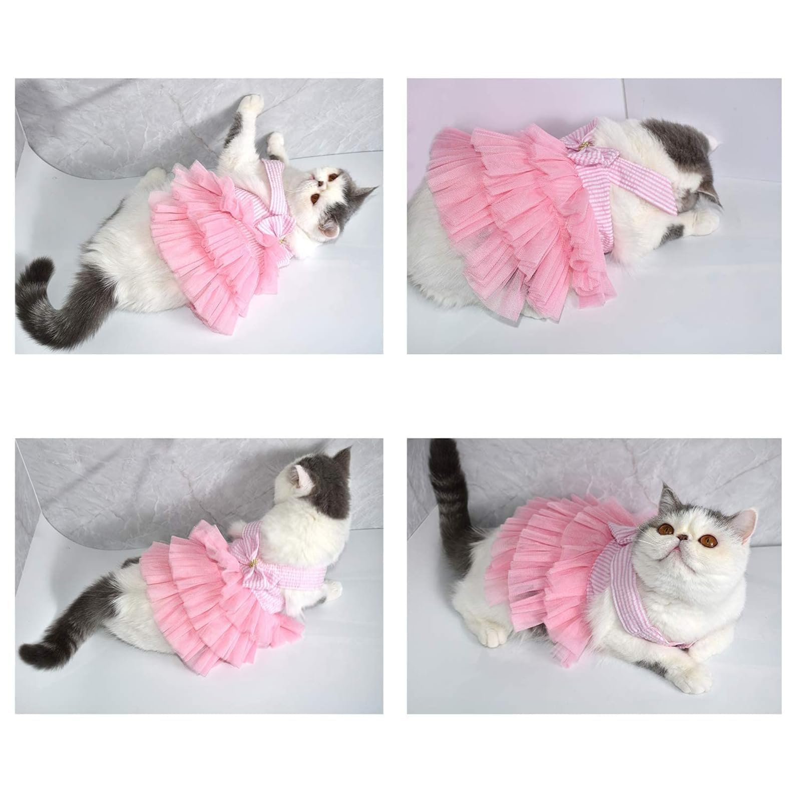 فستان اميرة للكلاب الاليفة من ابوتو، فستان اميرة بفيونكة فيونكة، فستان شبكي مخطط رائع رائع للاميرة الصغيرة، فساتين عقدة على شكل فيونكة للفتيات والكلاب والقطط (مقاس L)