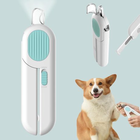 قصافة اظافر الحيوانات الاليفة من ابوتو، اداة تشذيب اظافر الكلاب مع ضوء LED ودرع من الرذاذ مع واقي امان، اداة تشذيب اظافر للقطط والكلاب والحيوانات الاليفة، اداة احترافية للعناية بالكلاب الصغيرة والقطط