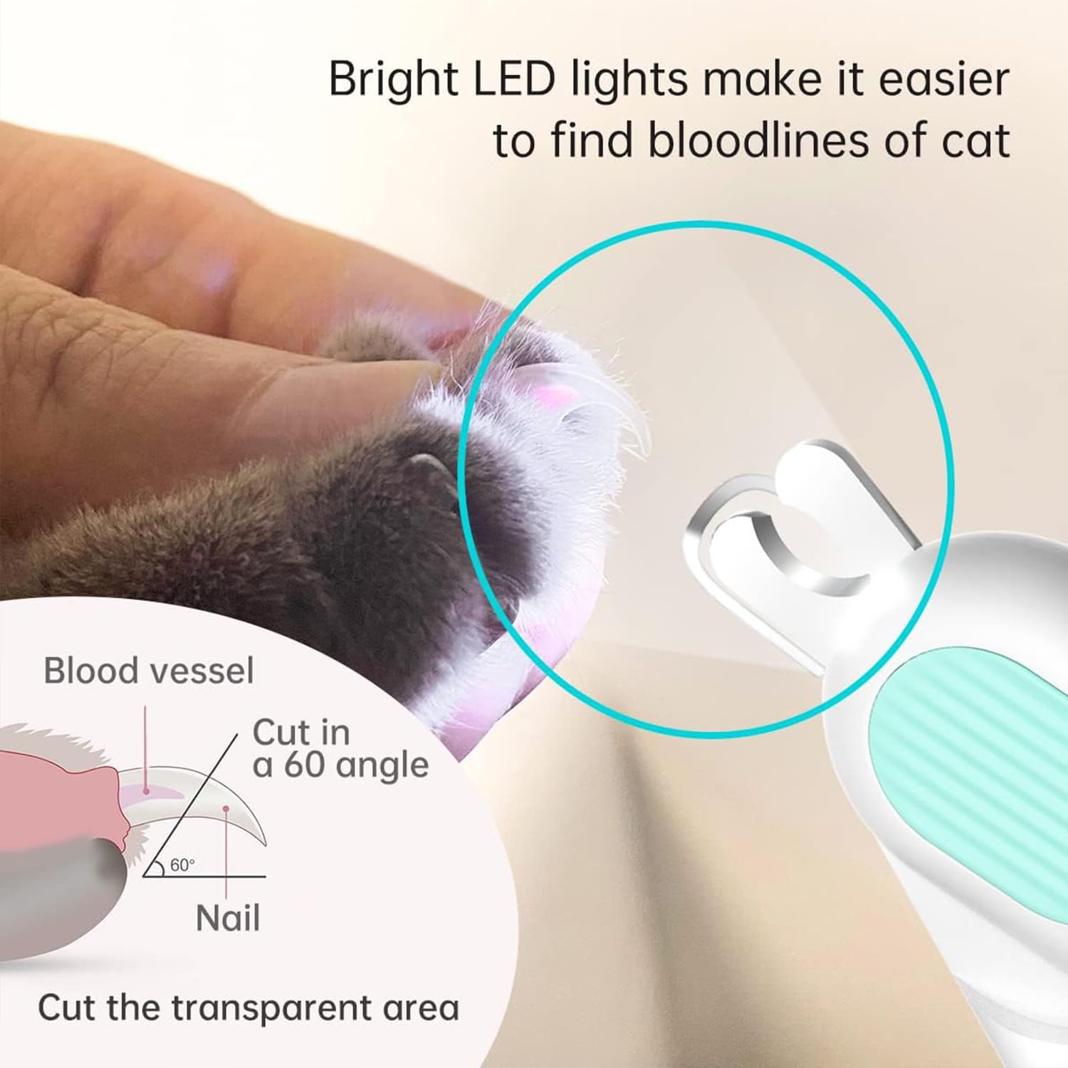 قصافة اظافر الحيوانات الاليفة من جويز، اداة تشذيب اظافر الكلاب مع واقي امان، اداة تشذيب اظافر للكلاب مع ضوء LED ودرع للرذاذ، قطاعة اظافر للقطط والكلاب والحيوانات الاليفة، اداة احترافية للعناية بالقطط