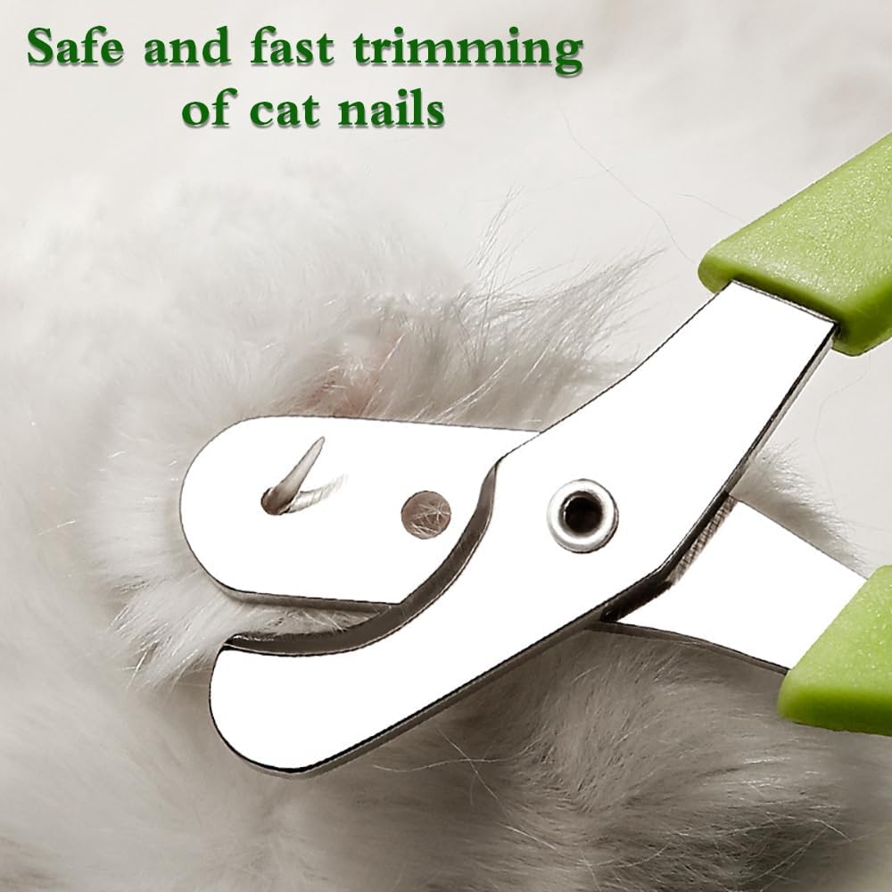 قصافة اظافر القطط مع شفرة بزاوية حادة، فتحة دائرية مزدوجة لقص اظافر القطط، اداة تشذيب دقيقة لتحديد المواقع للحيوانات الاليفة للقطط والكلاب والارانب والهامستر والقوارض، اخضر، من اكسيفور