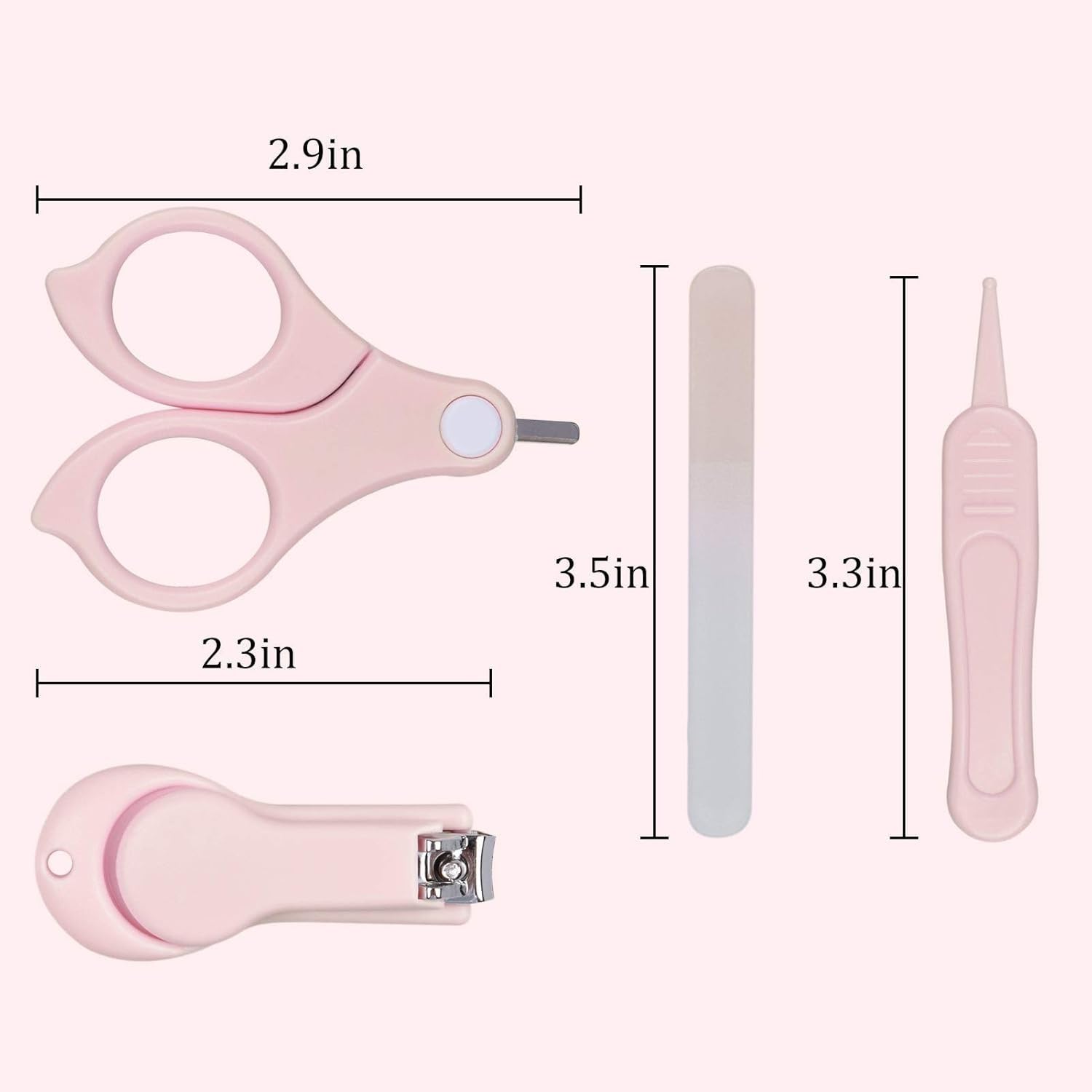 قصافة اظافر للاطفال، مجموعة امنة 4 في 1 مع حافظة ومقص وملاقط ومبرد لحديثي الولادة والرضع والاطفال الصغار