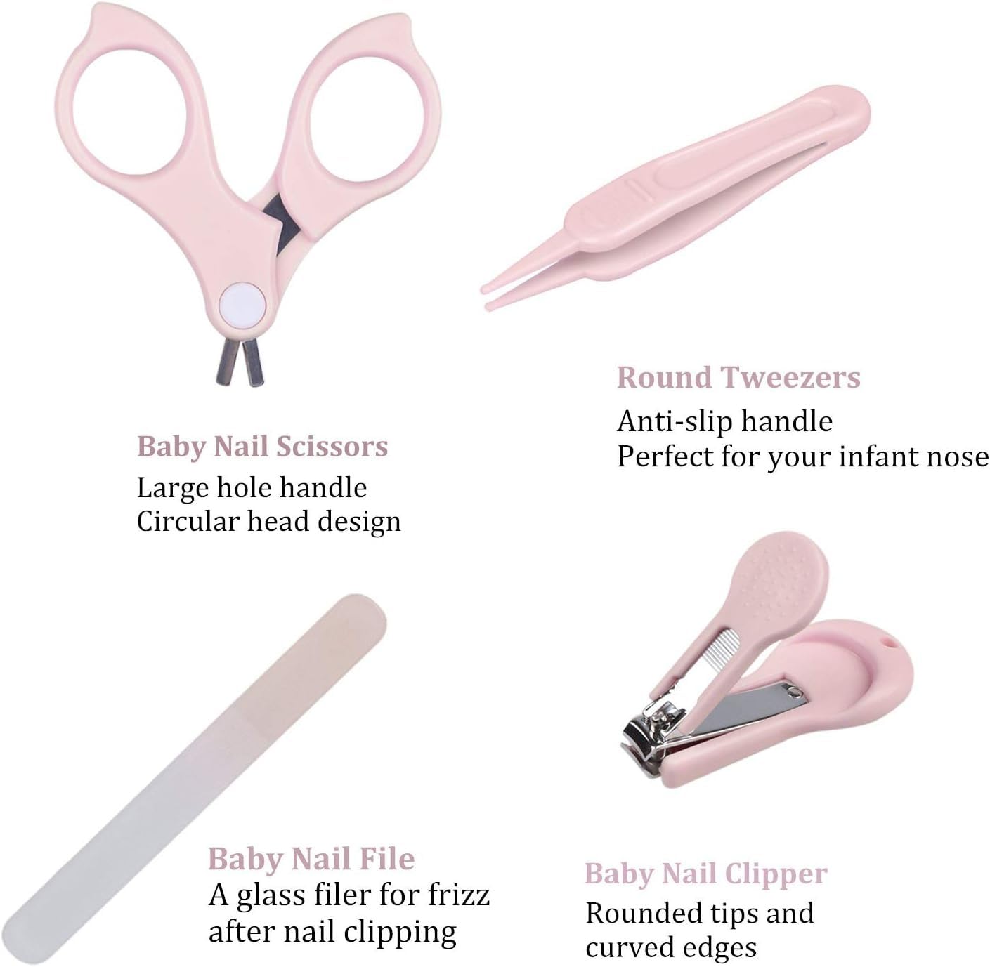 قصافة اظافر للاطفال، مجموعة امنة 4 في 1 مع حافظة ومقص وملاقط ومبرد لحديثي الولادة والرضع والاطفال الصغار