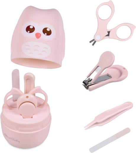 قصافة اظافر للاطفال، مجموعة امنة 4 في 1 مع حافظة ومقص وملاقط ومبرد لحديثي الولادة والرضع والاطفال الصغار