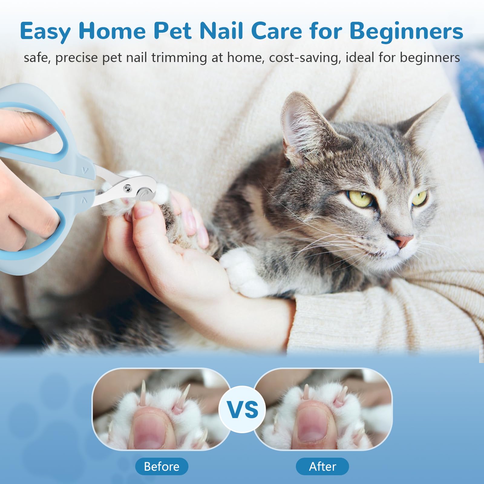 قصافة اظافر للقطط من يوكفون، قصافة احترافية بتصميم مخلب للقطط الصغيرة والارانب والخنازير الغينية والطيور والجراء والحيوانات الصغيرة (ازرق)