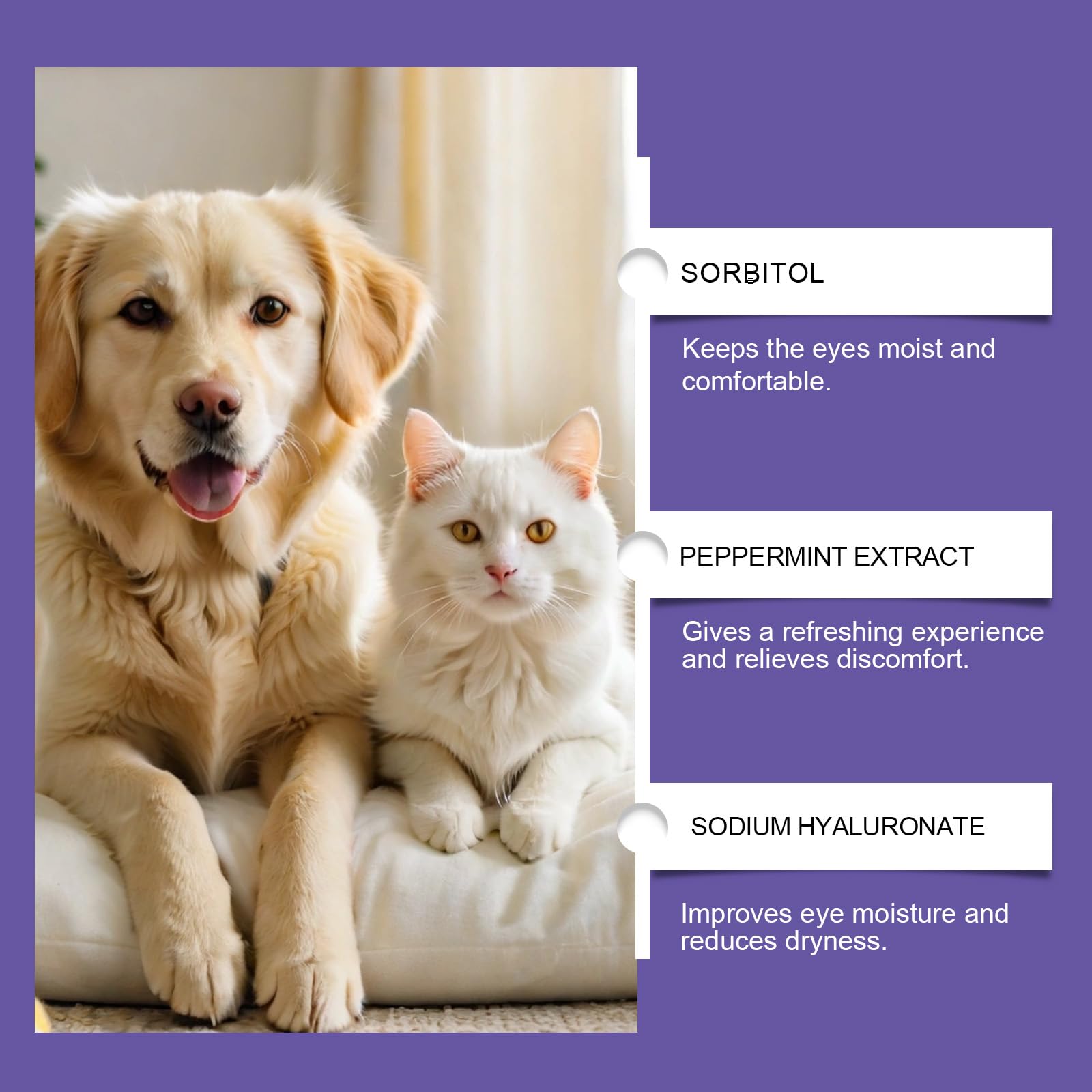 قطرات عين الحيوانات الاليفة للكلاب والقطط، تهدئ التهيج والحساسية، عيون جافة وعيون وردية، منظف البقع المسيل للدموع، تركيبة امنة لجميع الحيوانات الاليفة، 30 مل