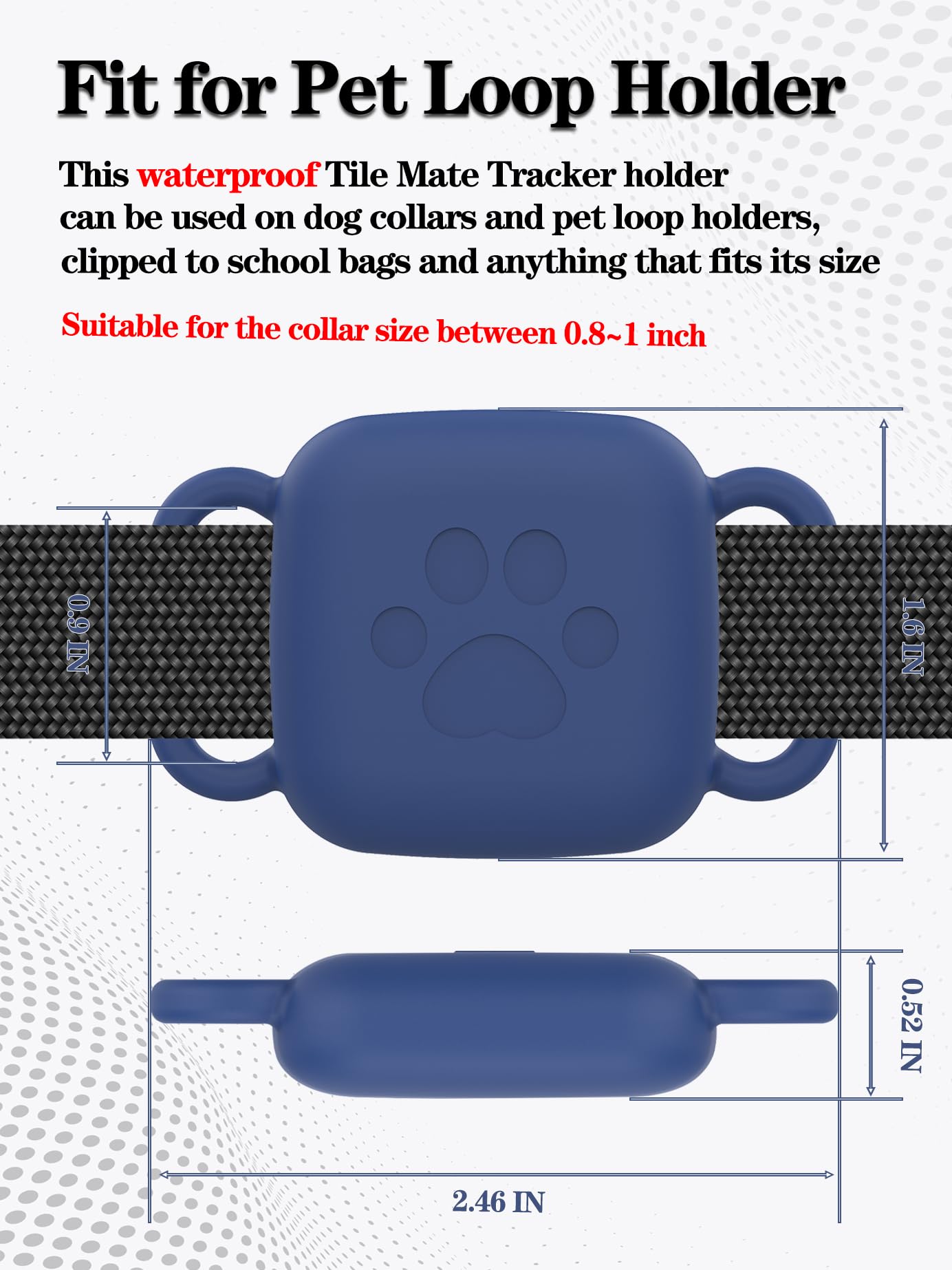 قطعتان من حامل طوق الكلاب متوافق مع جهاز تتبع تايل ميت 2022 2024، غطاء واقي مقاوم للماء ومضاد للخدش لجهاز تتبع البلاط، ملحقات حافظة من السيليكون للحيوانات الاليفة والكلاب والقطط (اسود وازرق)