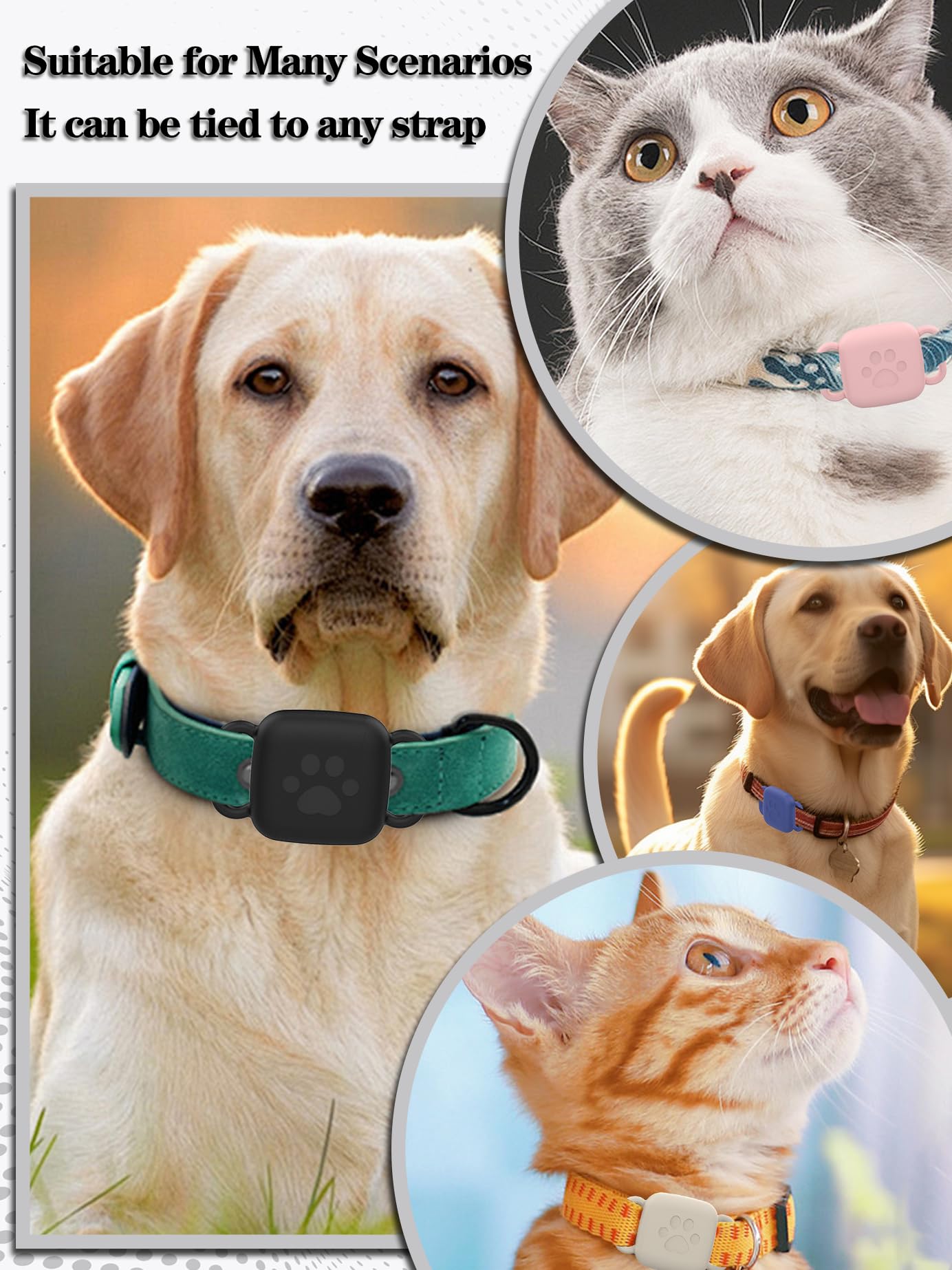 قطعتان من حامل طوق الكلاب متوافق مع جهاز تتبع تايل ميت 2022 2024، غطاء واقي مقاوم للماء ومضاد للخدش لجهاز تتبع البلاط، ملحقات حافظة من السيليكون للحيوانات الاليفة والكلاب والقطط (اسود وازرق)