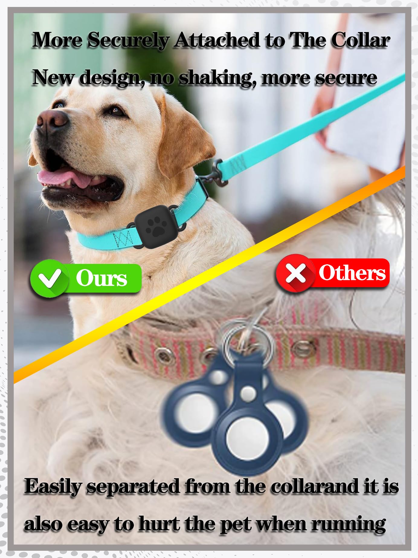 قطعتان من حامل طوق الكلاب متوافق مع جهاز تتبع تايل ميت 2022 2024، غطاء واقي مقاوم للماء ومضاد للخدش لجهاز تتبع البلاط، ملحقات حافظة من السيليكون للحيوانات الاليفة والكلاب والقطط (اسود وازرق)