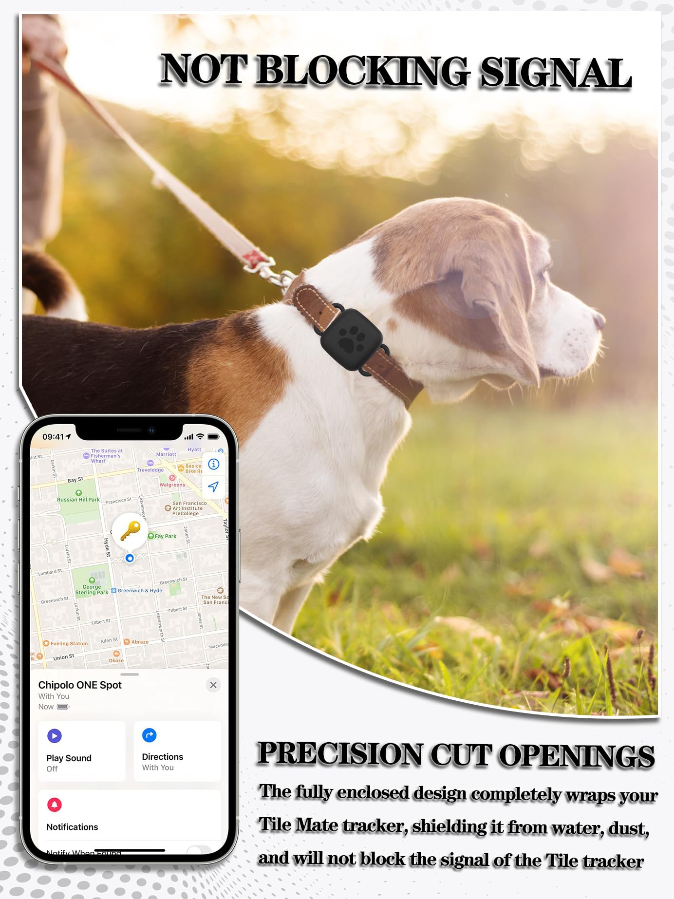 قطعتان من حامل طوق الكلاب متوافق مع جهاز تتبع تايل ميت 2022 2024، غطاء واقي مقاوم للماء ومضاد للخدش لجهاز تتبع البلاط، ملحقات حافظة من السيليكون للحيوانات الاليفة والكلاب والقطط (اسود وازرق)