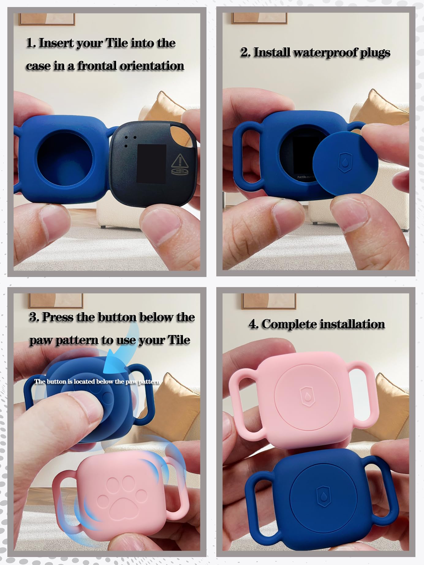 قطعتان من حامل طوق الكلاب متوافق مع جهاز تتبع تايل ميت 2022 2024، غطاء واقي مقاوم للماء ومضاد للخدش لجهاز تتبع البلاط، ملحقات حافظة من السيليكون للحيوانات الاليفة والكلاب والقطط (اسود وازرق)