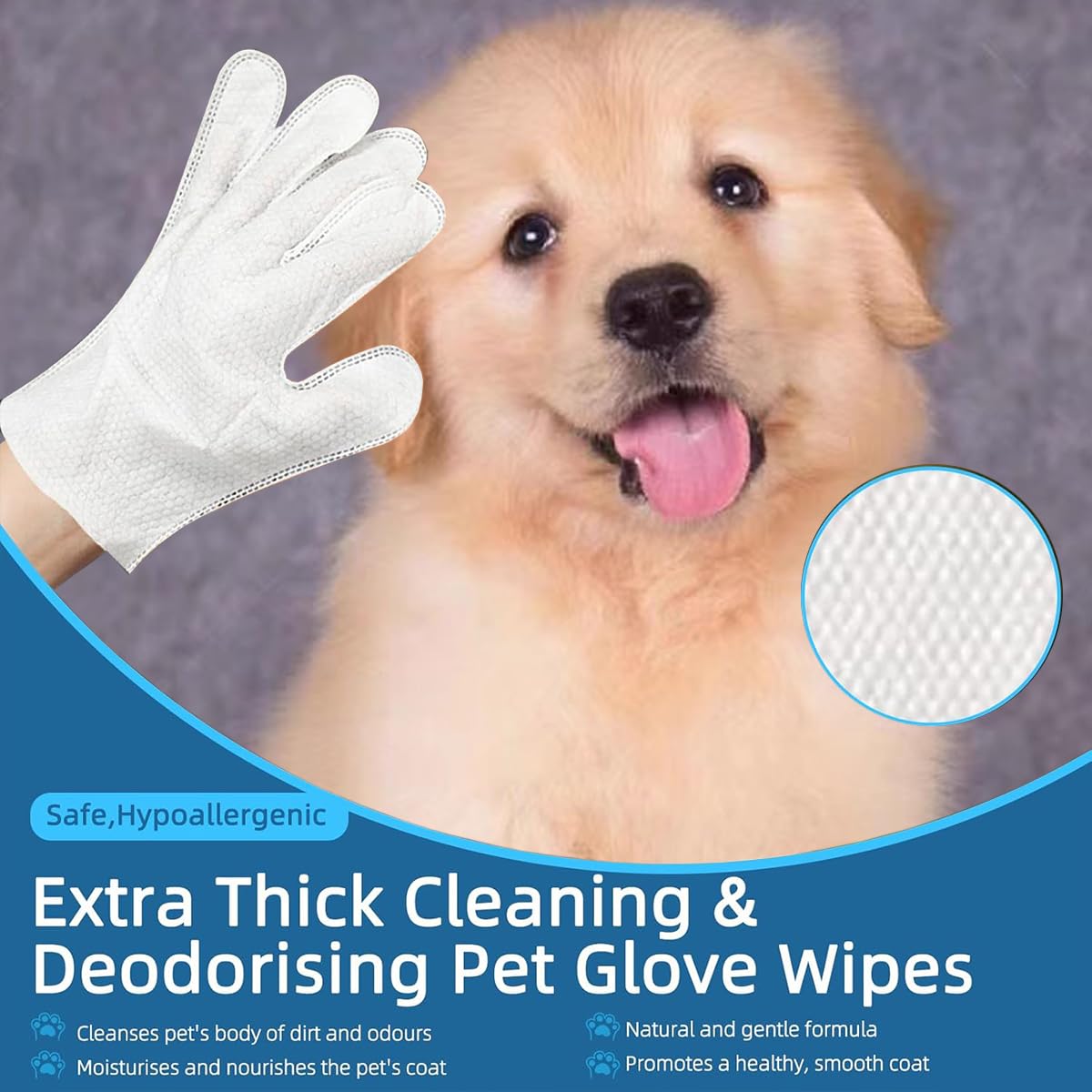 قفازات ومناديل مبللة لتنظيف الحيوانات الأليفة من HSYDIY، مناديل مبللة للقطط والكلاب، للعناية بالحيوانات الأليفة وإزالة الملوثات وتطهيرها وإزالة الروائح الكريهة، عبوة واحدة (10 قطع)، من هسيدي