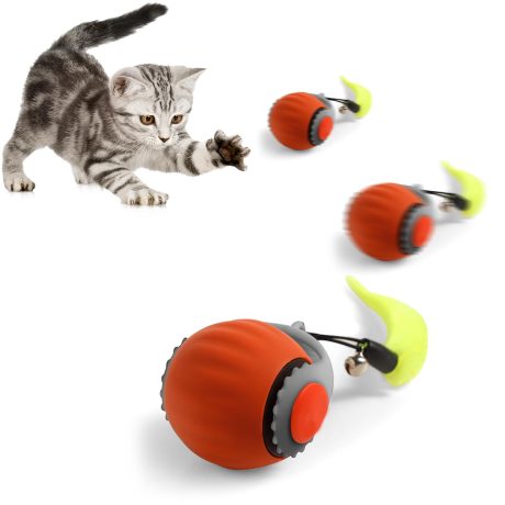 كرة لعبة تفاعلية للقطط الكهربائية، جهاز تتبع القطط المحمول التلقائي مع سحب الذيل، لعبة ذكية قابلة لاعادة الشحن لتجنب العوائق للحيوانات الاليفة في الاماكن المغلقة والمفتوحة للكلاب والقطط الكبيرة