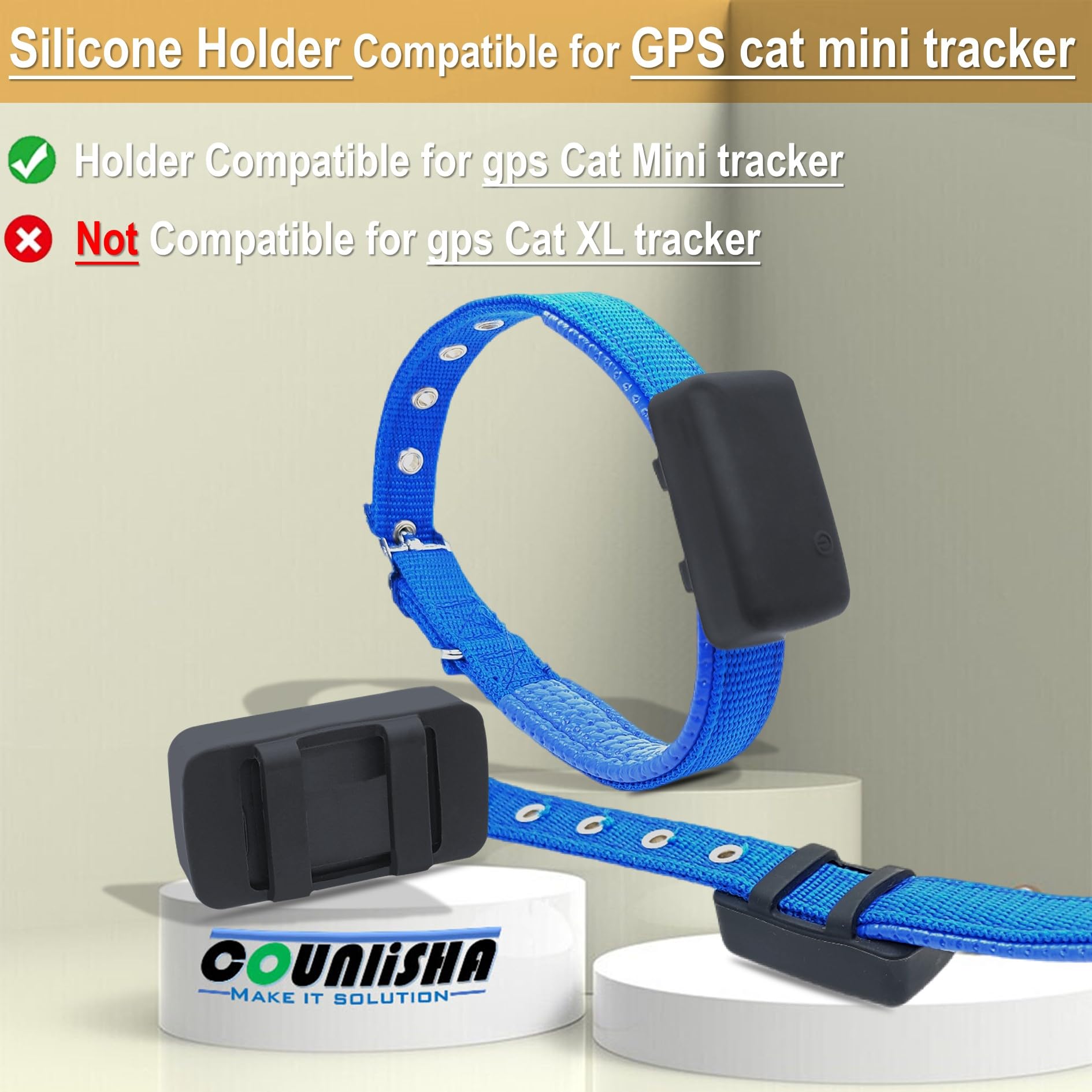 كونليشا حامل سيليكون متوافق مع جهاز التتبع الصغير تراكتيف، غطاء ملحقات مطاطي لجهاز تحديد المواقع GPS مضاد للخدش، حافظة متينة مع حزام لطوق القطط والحيوانات الاليفة (اسود)