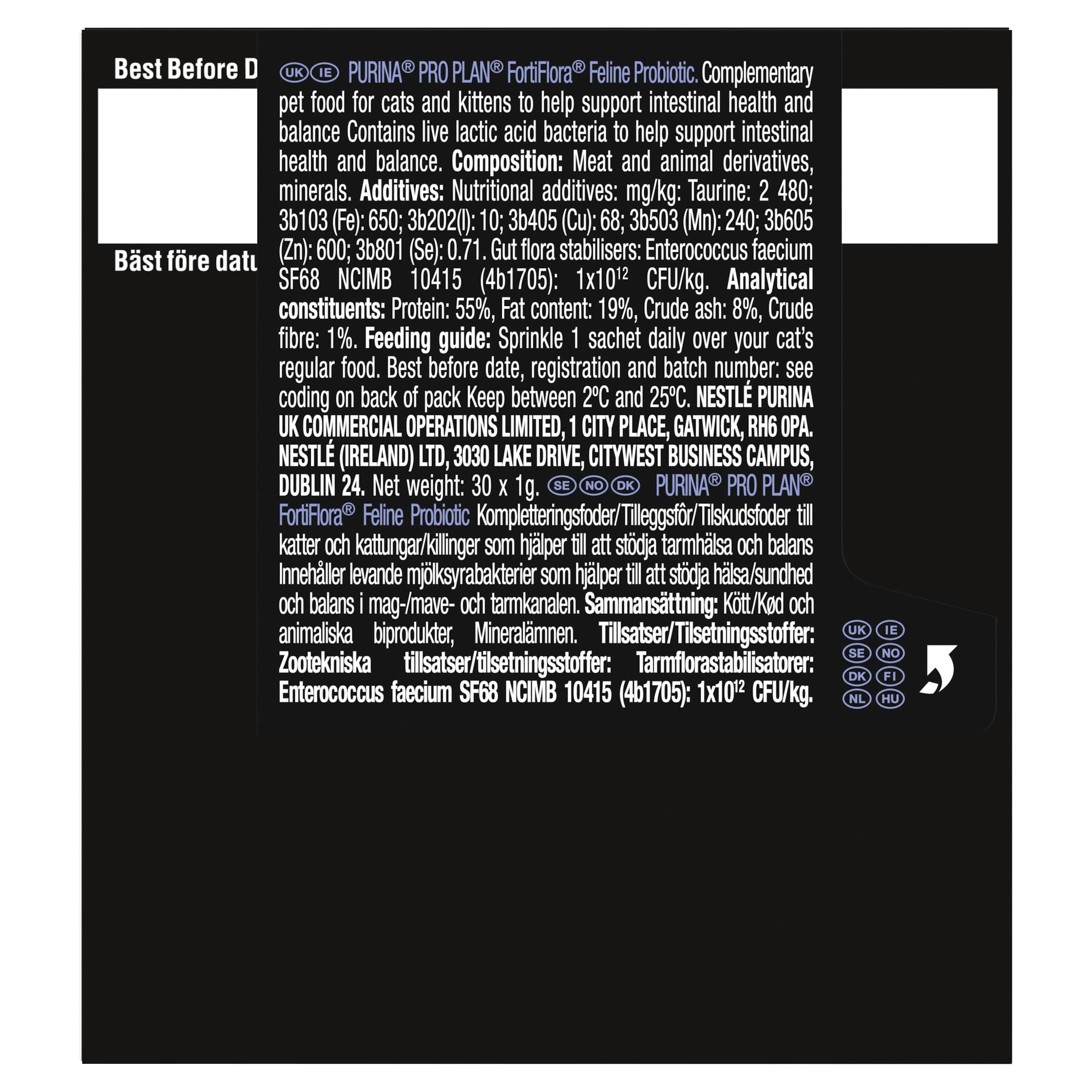 كيس بروبيوتيك للقطط فورتي فلورا من برو بلان، 30×1 غرام