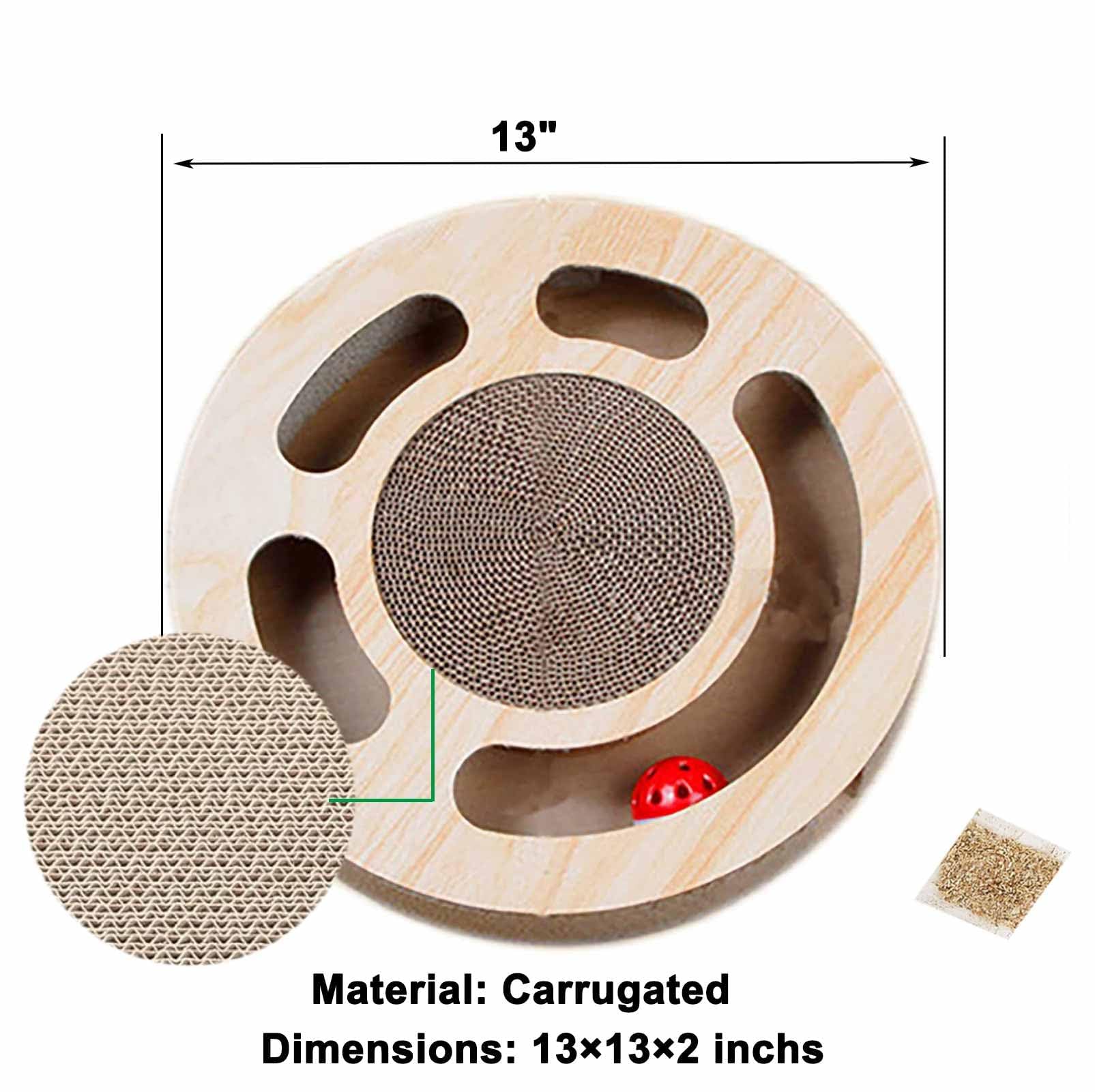 لعبة احجية للقطط 3 في 1 من نالاكال، لعبة تخصيب للقطط الصغيرة في الاماكن المغلقة مع اداة خدش من الورق المقوى وكرتين جرس وصندوق لعب دائري وميزات تفاعلية للمرح والتمرين والتحفيز الذهني