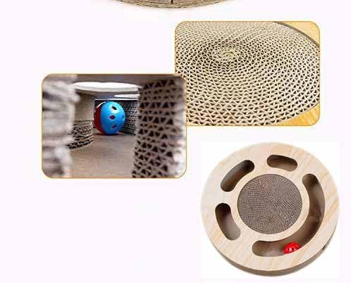 لعبة احجية للقطط 3 في 1 من نالاكال، لعبة تخصيب للقطط الصغيرة في الاماكن المغلقة مع اداة خدش من الورق المقوى وكرتين جرس وصندوق لعب دائري وميزات تفاعلية للمرح والتمرين والتحفيز الذهني