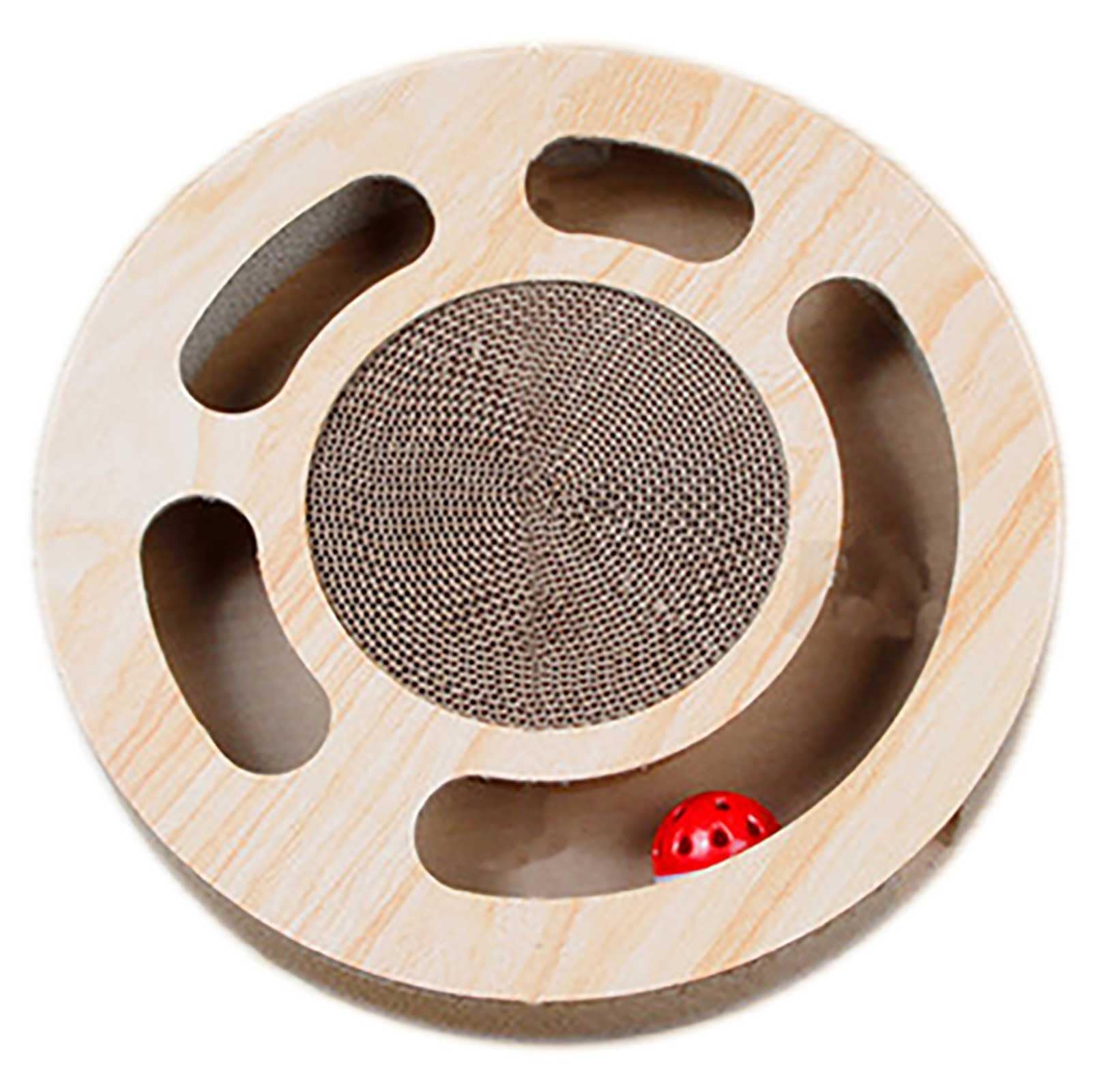 لعبة احجية للقطط 3 في 1 من نالاكال، لعبة تخصيب للقطط الصغيرة في الاماكن المغلقة مع اداة خدش من الورق المقوى وكرتين جرس وصندوق لعب دائري وميزات تفاعلية للمرح والتمرين والتحفيز الذهني