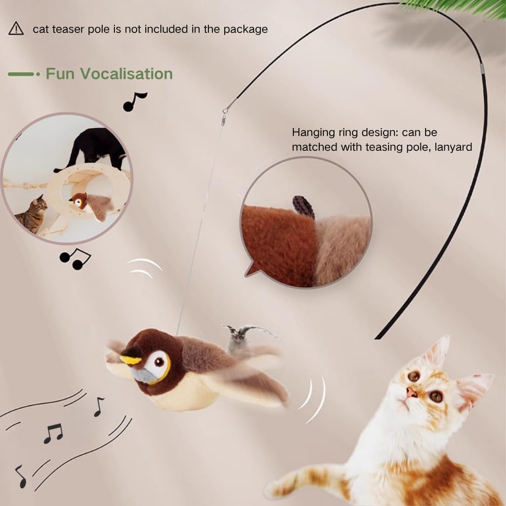 لعبة تفاعلية ذكية من القطيفة مع اجنحة واصوات زقزقة، لعبة مخملية تفاعلية تصدر صوت صرير للقطط والكلاب، محاكاة الطيور بمستشعر لمس، تمارين الحيوانات الاليفة في الاماكن المغلقة من ال اي كيو كيو (عصفور)