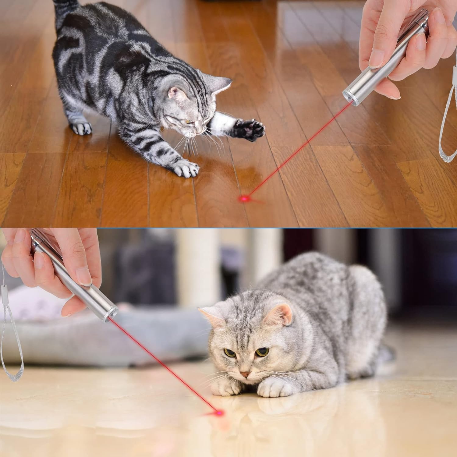 لعبة تفاعلية للقطط والكلاب 7 في 1 من سكاي-تاتش، مؤشر ليزر أحمر قابل لإعادة الشحن بمنفذ USB، لعبة المطارد، أداة تدريب الحيوانات الأليفة مع أنماط إضاءة كلاسيكية (قطعة واحدة)