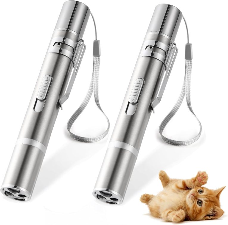 لعبة تفاعلية للقطط والكلاب 7 في 1 من سكاي-تاتش، مؤشر ليزر أحمر قابل لإعادة الشحن بمنفذ USB، لعبة المطارد، أداة تدريب الحيوانات الأليفة مع أنماط إضاءة كلاسيكية (قطعة واحدة)