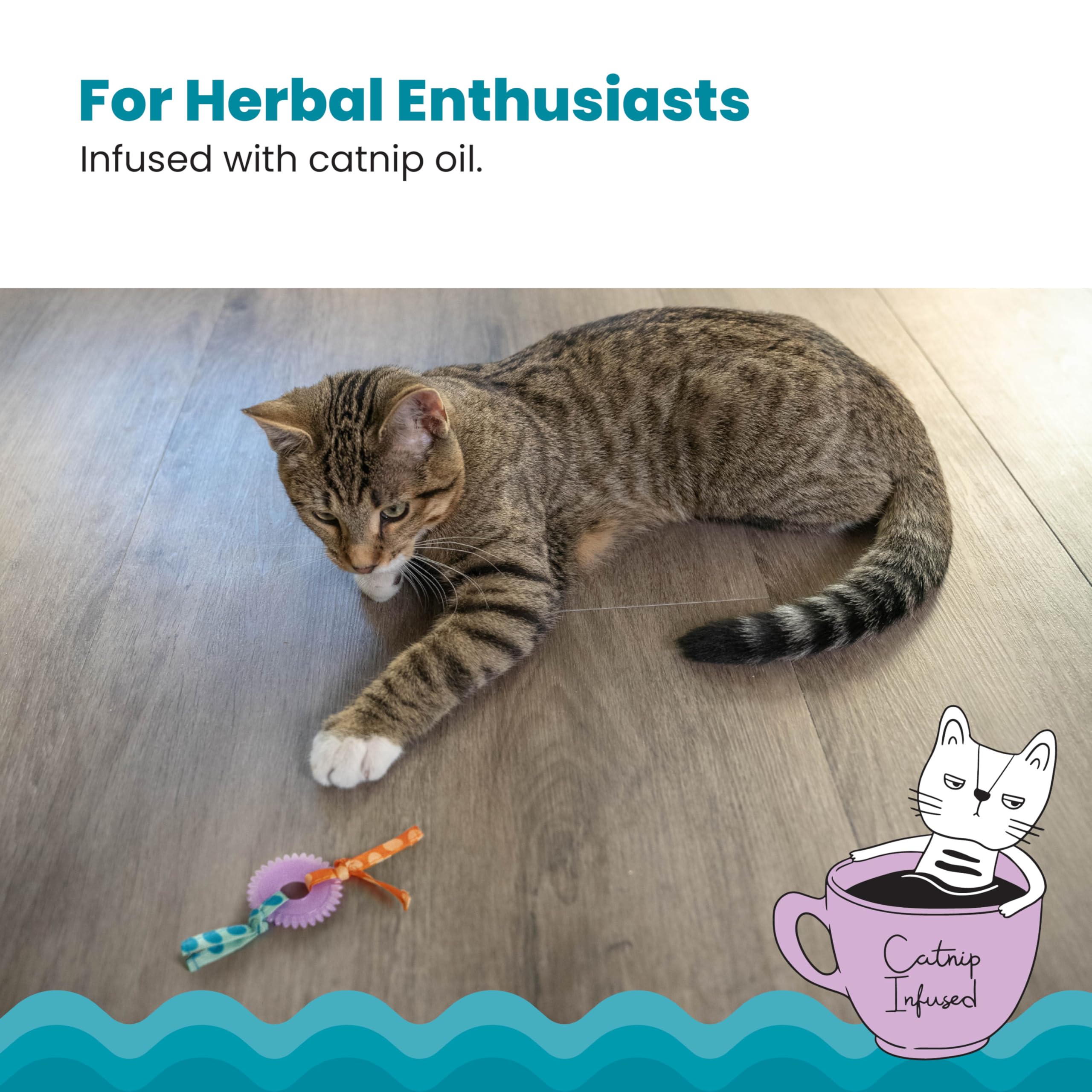 لعبة عضاضة كيتي تشيو لاسنان القطط على شكل عجلة من بيتستيجس لتقوية صحة اسنان القطط والنظافة الشخصية مع شرائط طويلة رفيعة ومصنوعة من مادة متينة