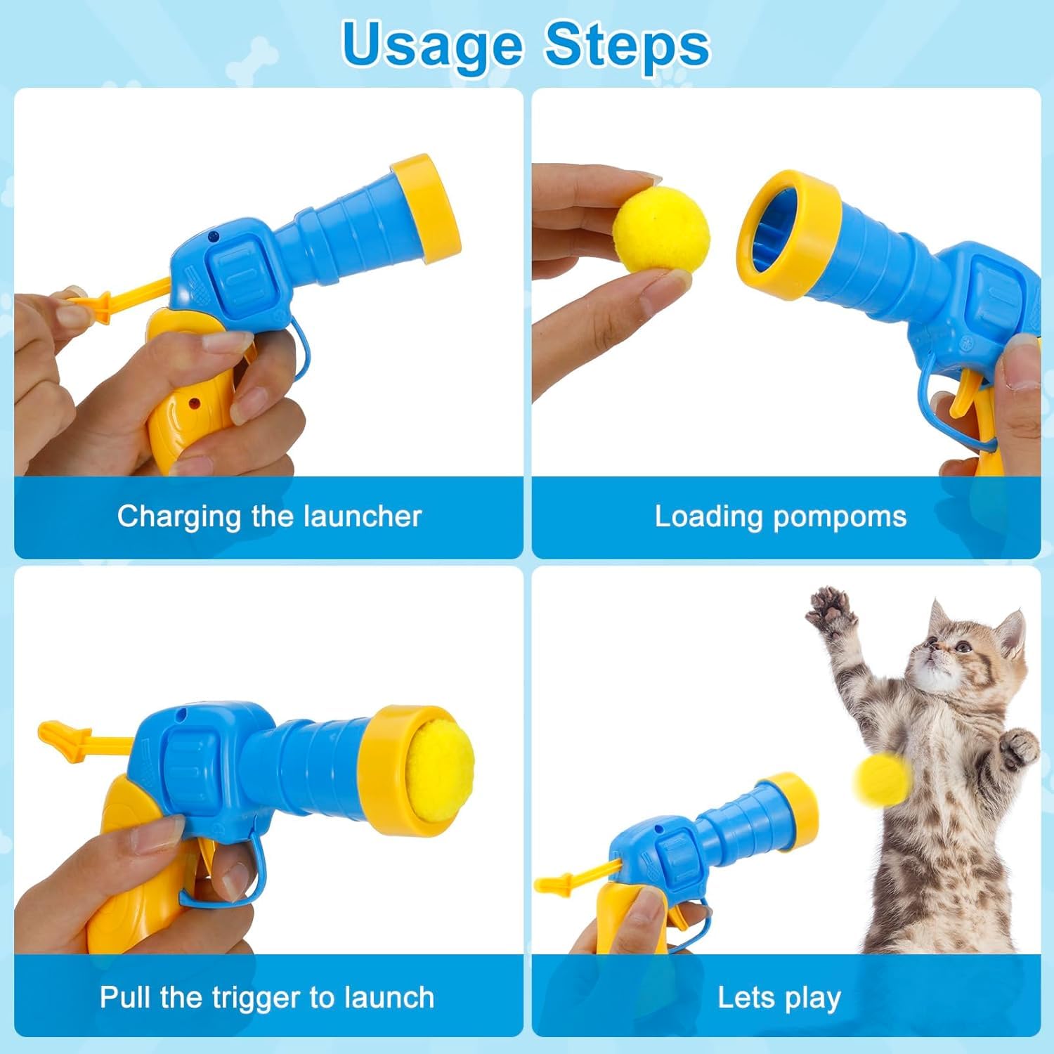 لعبة قاذف كرات تفاعلية للقطط من جومايراي، 50 كرة بوم بوم ناعمة، لعبة تدريب وتمرين داخلية، لعبة مطاردة الحيوانات الاليفة