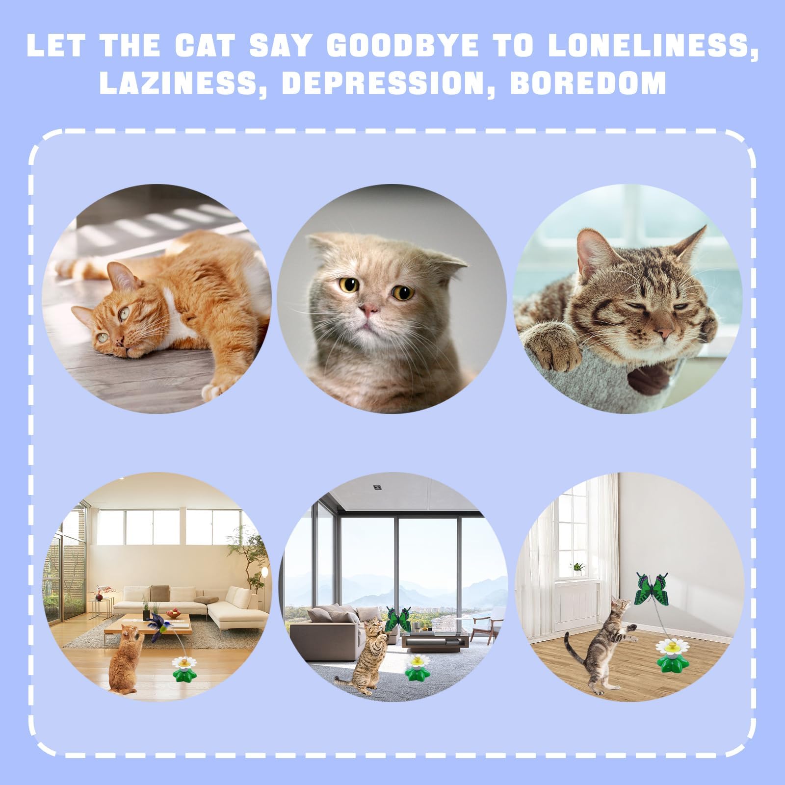 لعبة قطط كهربائية تفاعلية مع فراشة دوارة 360 درجة وطائر طائر مثيرة للقطط للعب والمطاردة من تيريفي