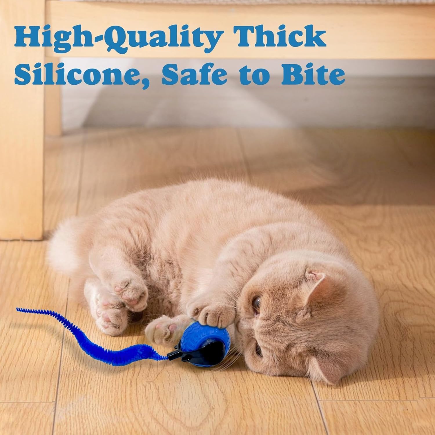 لعبة كرة تفاعلية للقطط والكلاب، كرة متحركة اوتوماتيكية جديدة 2025 للقطط والكلاب، لعبة ذكية ذاتية التدحرج، كرة تفاعلية مع ذيل (ازرق)