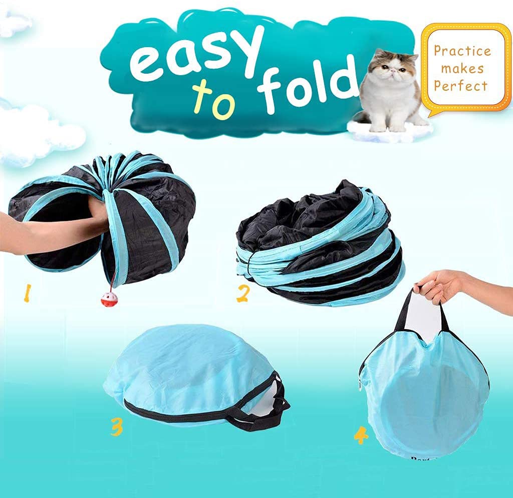 لعبة نفق للقطط بـ5 اتجاهات من ارابسيت، انبوب لعب قابل للطي للحيوانات الاليفة مع شنطة تخزين للقطط والجراء والارانب، للاستخدام في الاماكن المغلقة والمفتوحة.