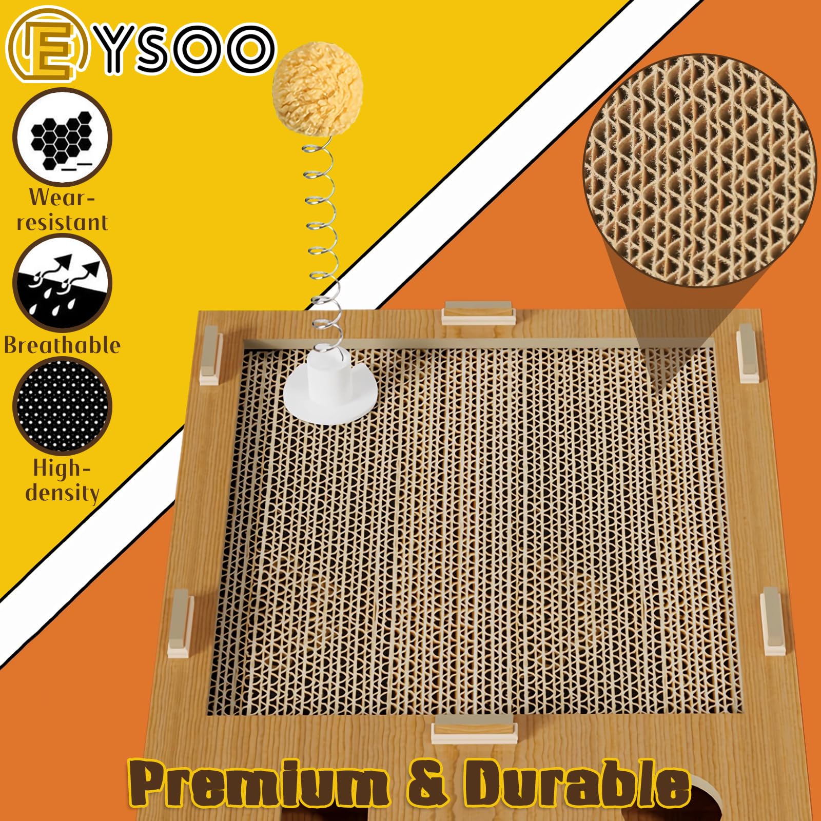 لوح خدش للقطط من الورق المقوى مع ألعاب متعددة ولعبة كرة، وسادة خدش للقطط المموجة مع لوح بديل من ايسو