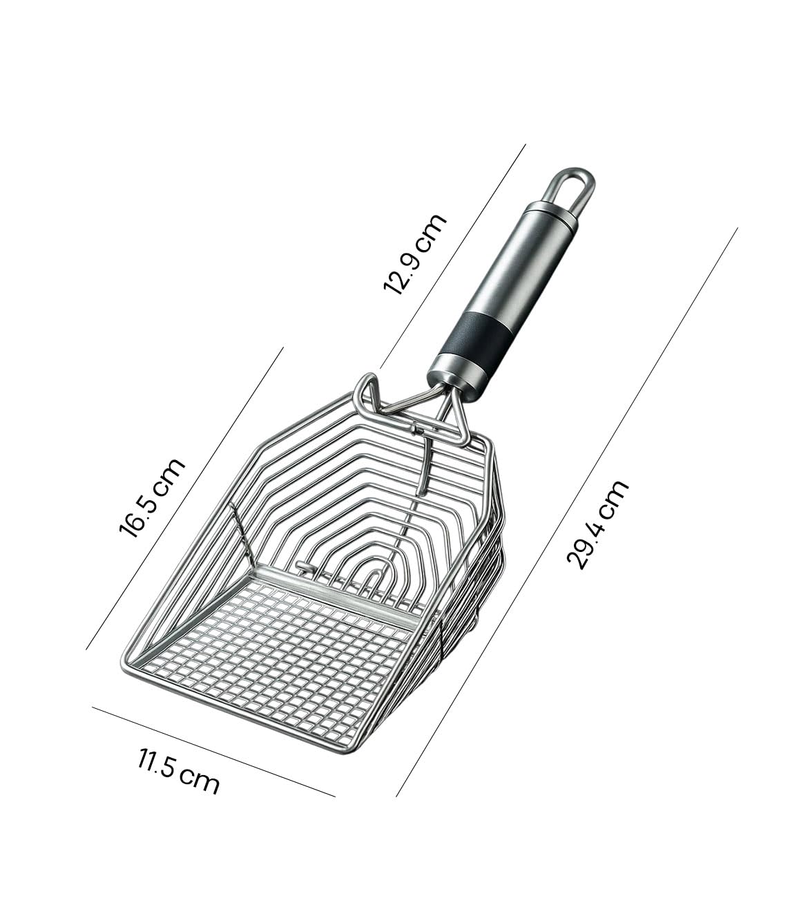 مجرفة فضلات قطط متينة ومقاومة للصدأ من المعدن، ذات فتحات دقيقة ومقبض مريح لرفع فضلات القطط الصغيرة، ومناسبة لجميع أنواع صناديق الفضلات
