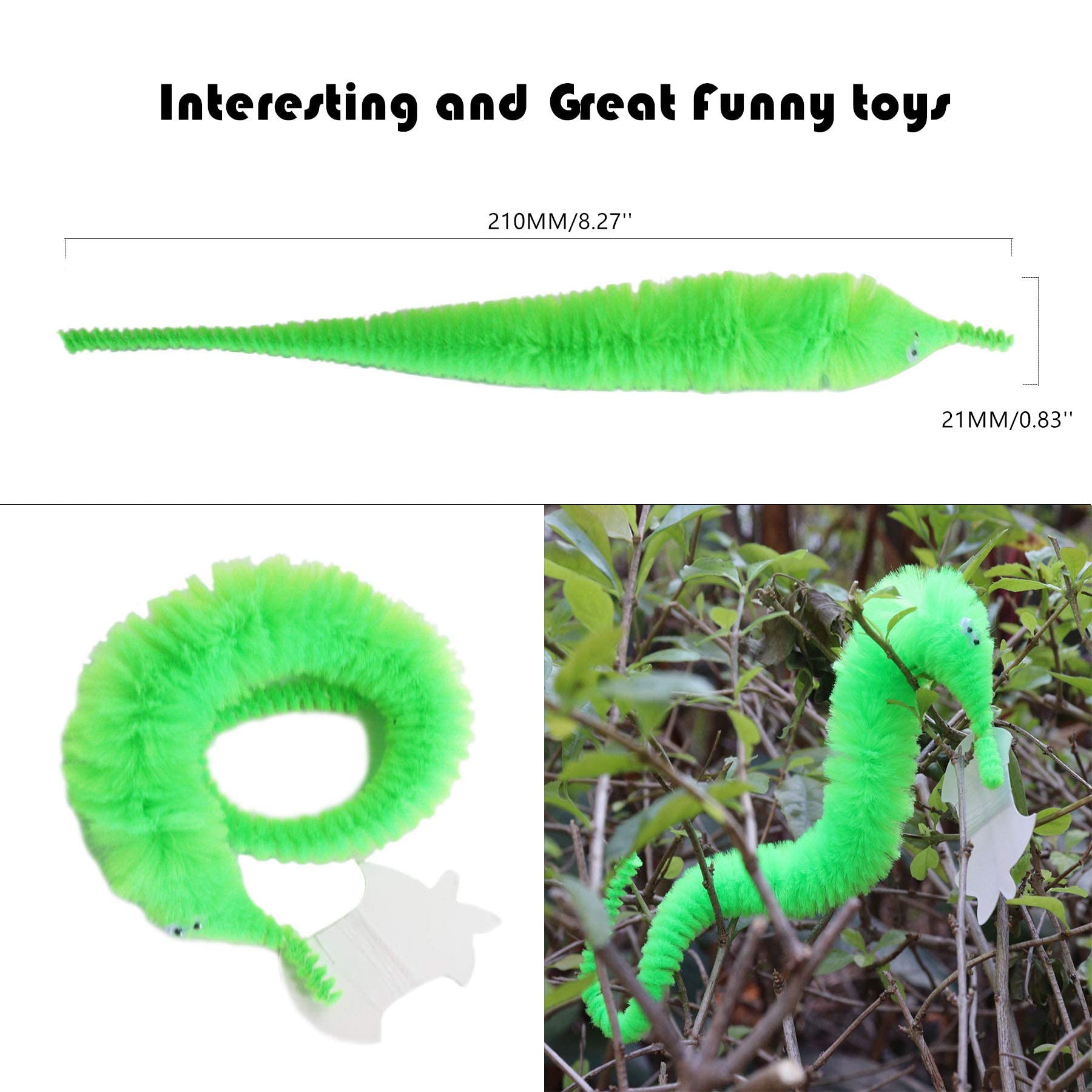 مجموعة ألعاب الدودة السحرية للقطط من 12 قطعة على شكل ديدان مخملية ملونة متموجة مع خيط غير مرئي، هدايا حفلات للأطفال والقطط (ألوان متعددة متطابقة بشكل عشوائي)