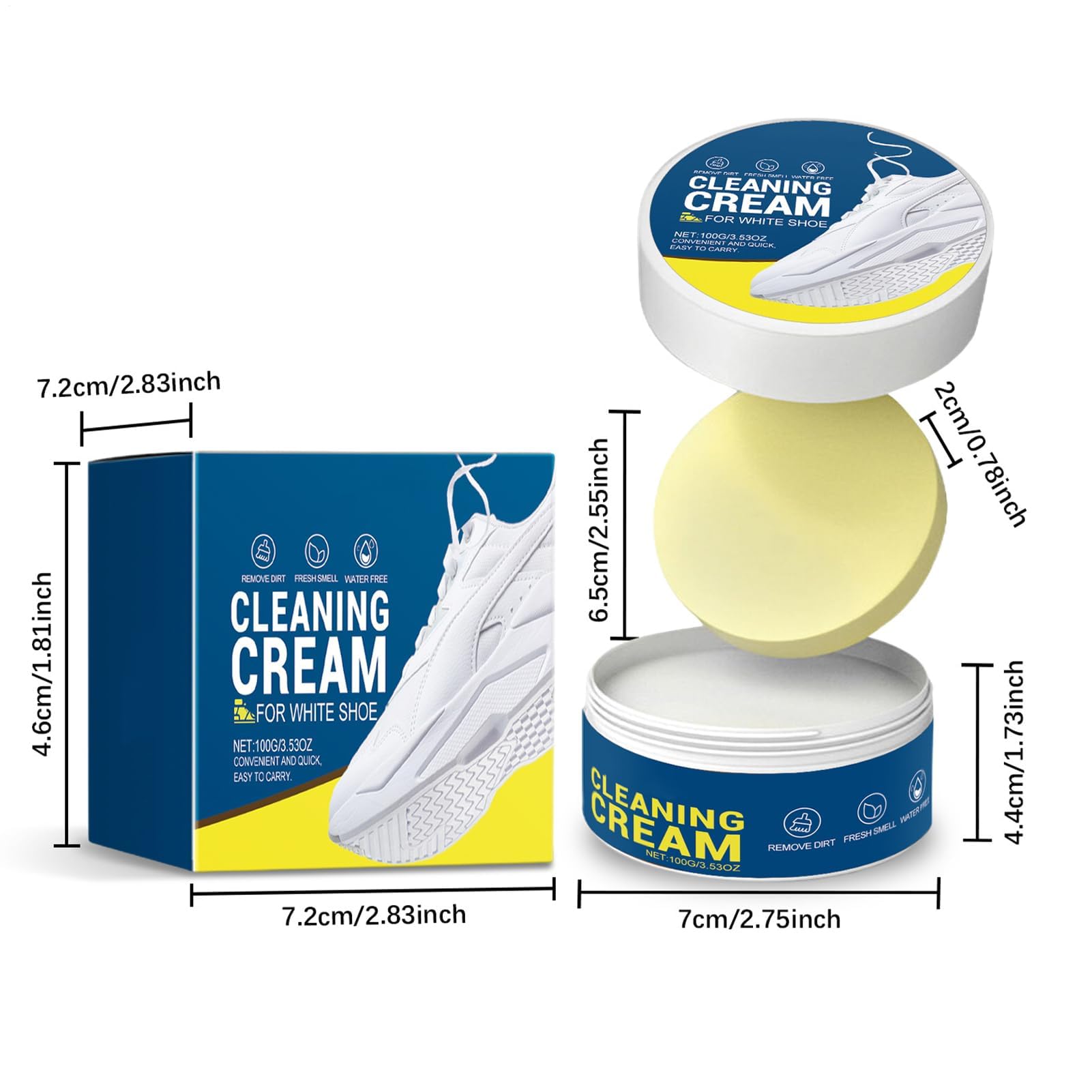 مجموعة تنظيف الاحذية الرياضية البيضاء - مزيل سريع للبقع وترميم الاحذية المطاطية | للرياضة والجري وصالة الالعاب الرياضية والعناية باحذية التنس مع فرشاة وقطعة قماش من المايكروفايبر
