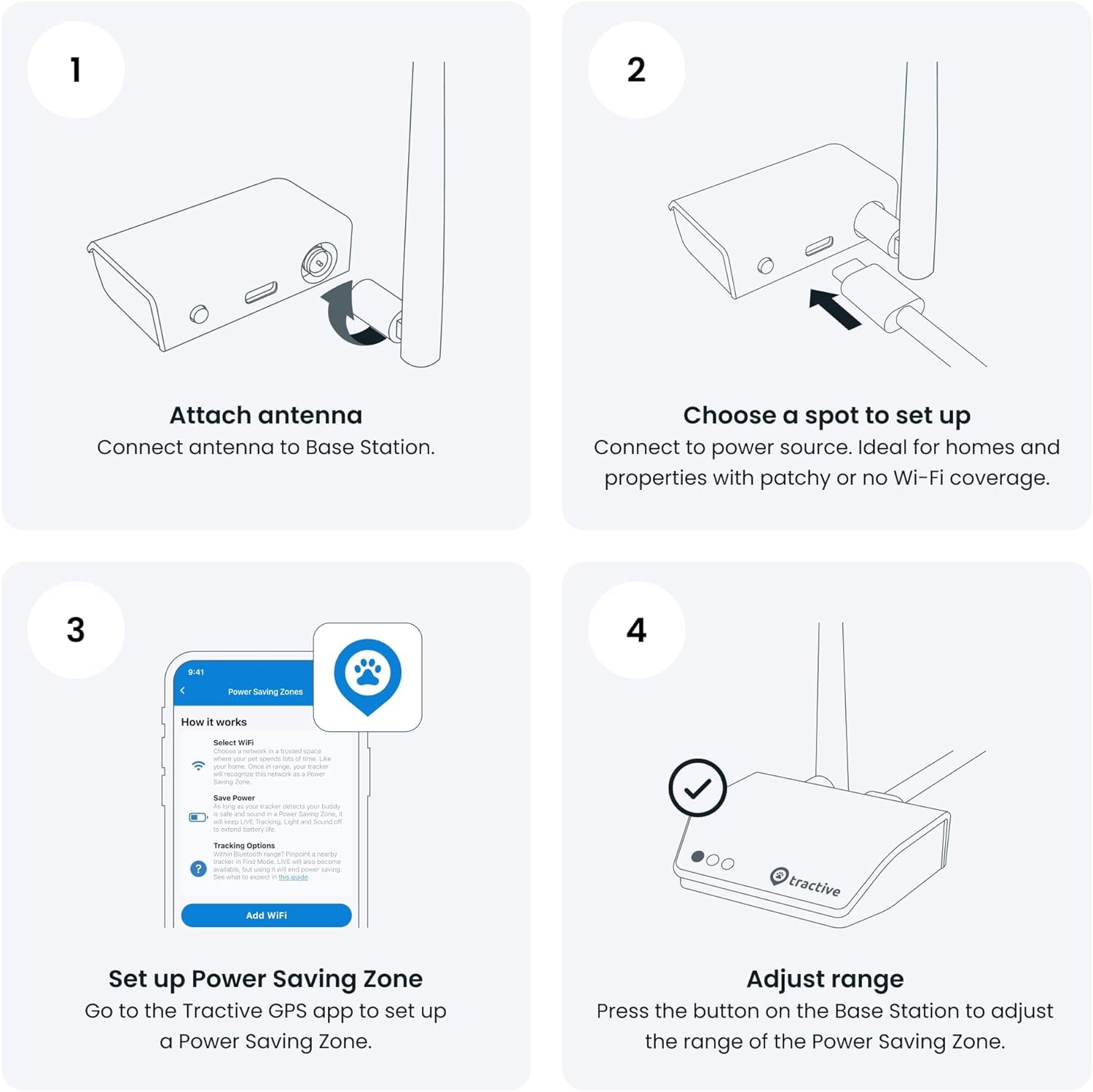 محطة قاعدة تراكتيف تزيد من عمر بطارية جهاز تتبع القطط أو الكلاب أسود