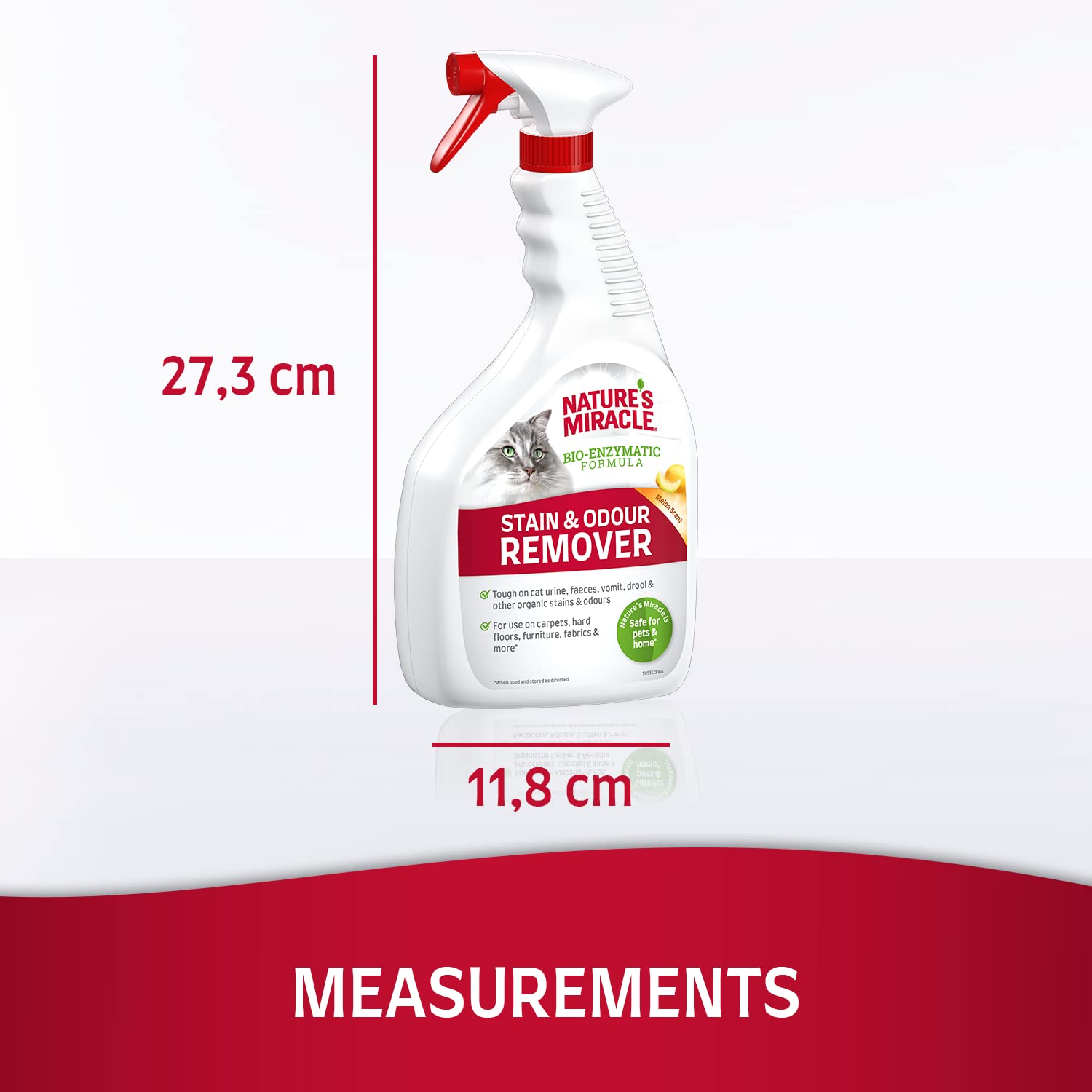 مزيل البقع والروائح الكريهة للقطط من نيتشرز ميركل - تركيبة بيو-انزيمية - رائحة البطيخ 946 مل