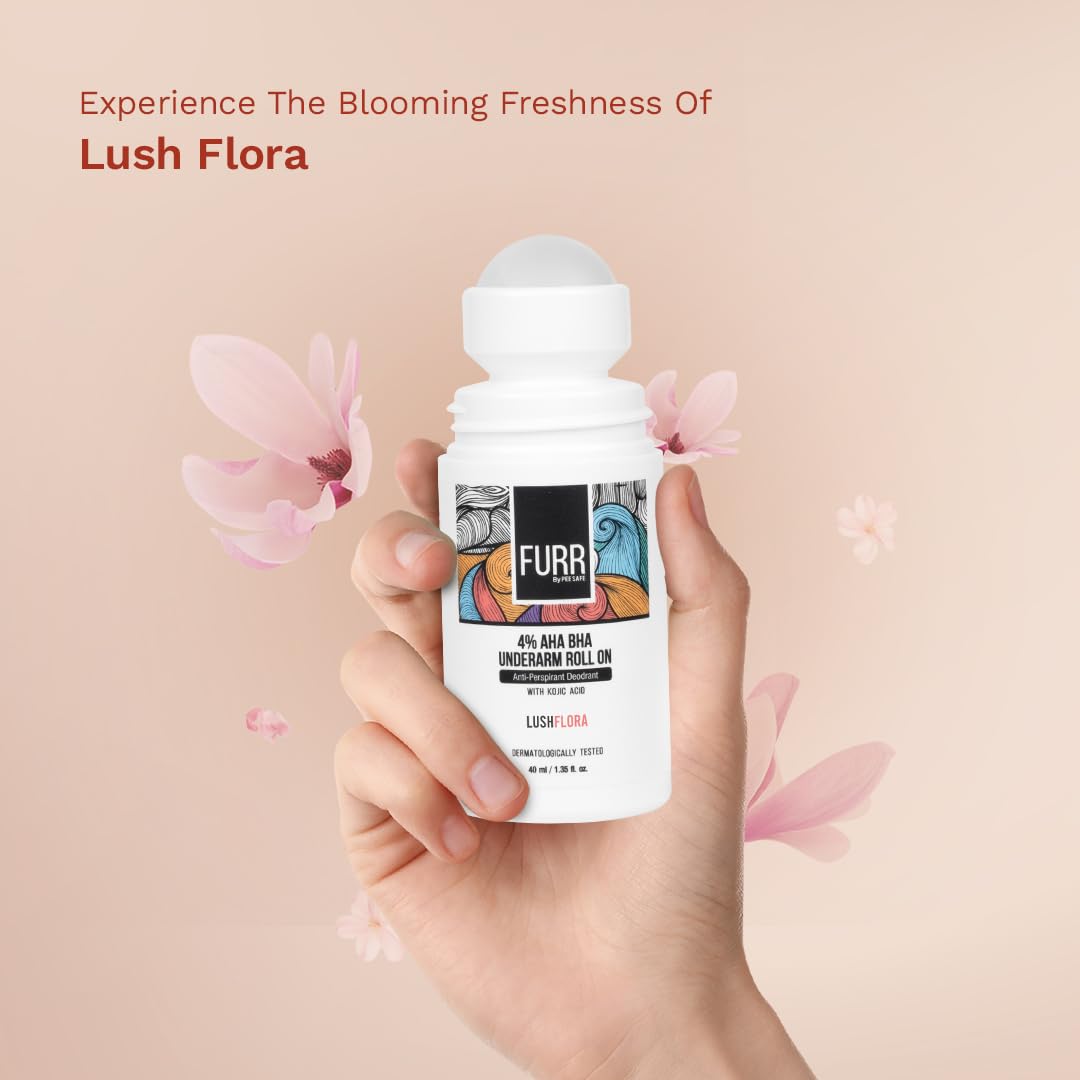 مزيل عرق بالكرة الدوارة من فور 4% حمض ألفا هيدروكسي وبيتا هيدروكسي وحمض الكوجيك | برائحة الزهور | يقلل التصبغات، يمنع رائحة الجسم ويفتح البشرة، مختبر جلديًا | مضاد للتعرق، 40 مل، عبوة من قطعتين