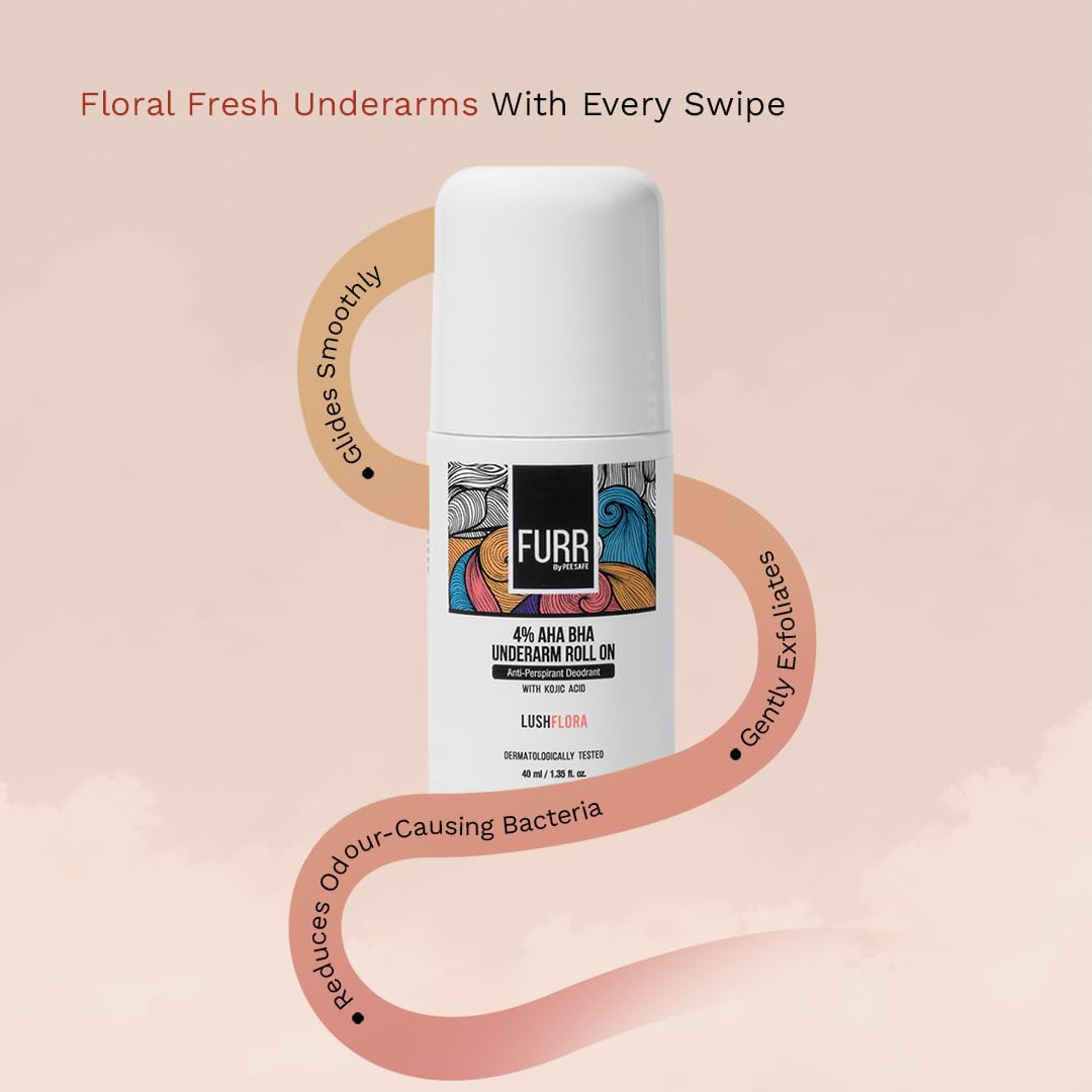 مزيل عرق بالكرة الدوارة من فور 4% حمض ألفا هيدروكسي وبيتا هيدروكسي وحمض الكوجيك | برائحة الزهور | يقلل التصبغات، يمنع رائحة الجسم ويفتح البشرة، مختبر جلديًا | مضاد للتعرق، 40 مل، عبوة من قطعتين