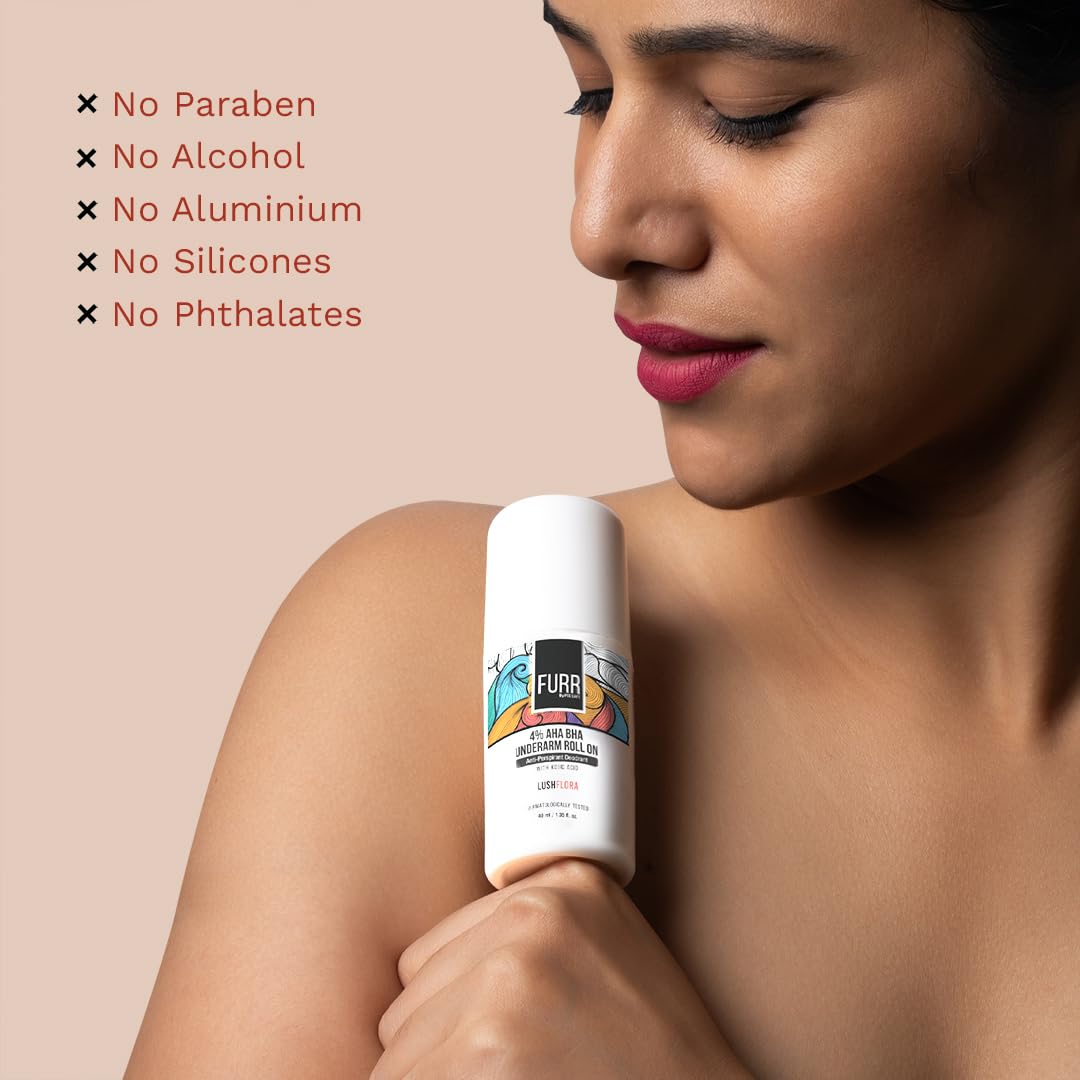 مزيل عرق بالكرة الدوارة من فور 4% حمض ألفا هيدروكسي وبيتا هيدروكسي وحمض الكوجيك | برائحة الزهور | يقلل التصبغات، يمنع رائحة الجسم ويفتح البشرة، مختبر جلديًا | مضاد للتعرق، 40 مل، عبوة من قطعتين