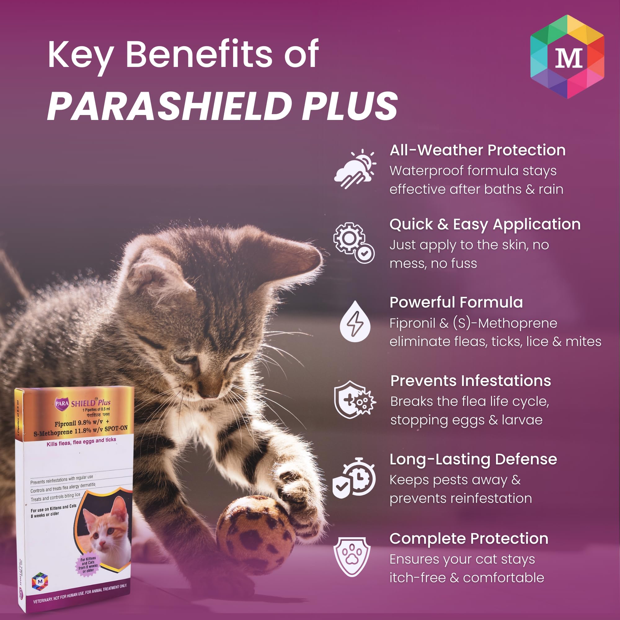 مستحضر باراشيلد بلاس سبوت أون من ميدفلاي هيلثكير للقطط والبراغيث