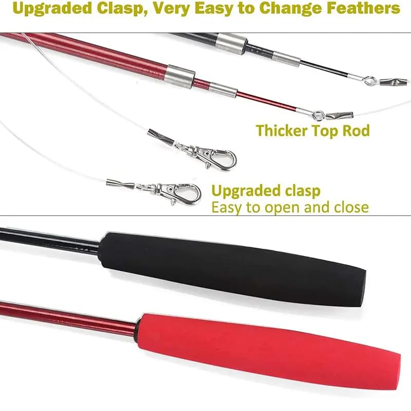 مستلزمات تدريب الكلاب والجراء والحيوانات الأليفة بتصميم عصا قابلة للسحب ولعبة ريشة للقطط للألعاب التفاعلية