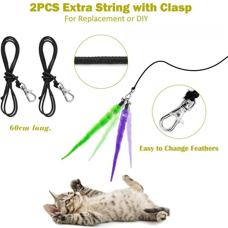 مستلزمات تدريب الكلاب والجراء والحيوانات الأليفة بتصميم عصا قابلة للسحب ولعبة ريشة للقطط للألعاب التفاعلية