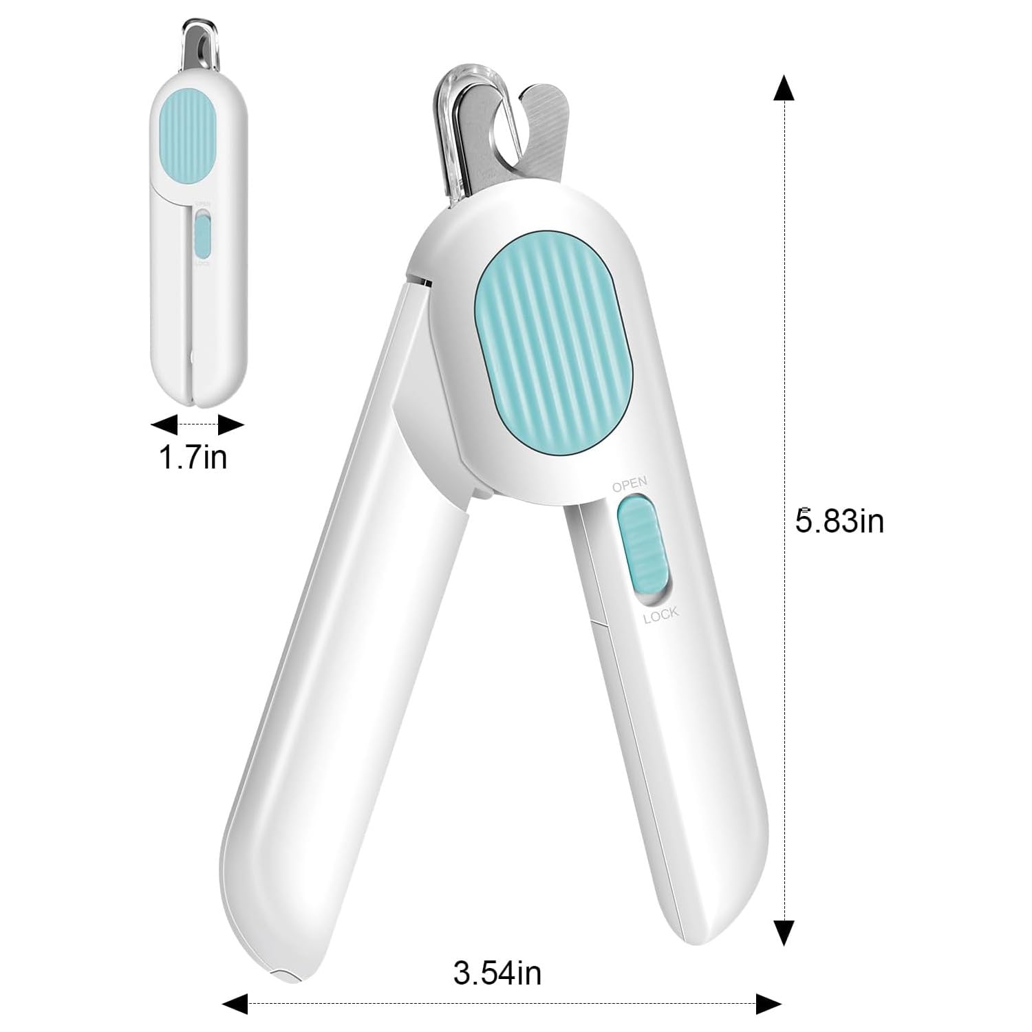 مقص أظافر للحيوانات الأليفة، مع مبرد أظافر مع ضوء ليد، تشذيب مخالب الكلاب مع ضوء ساطع، للقطط والجراء والأرانب والطيور وغيرها من مستحضرات تجميل أظافر الحيوانات الصغيرة من انون (أزرق)